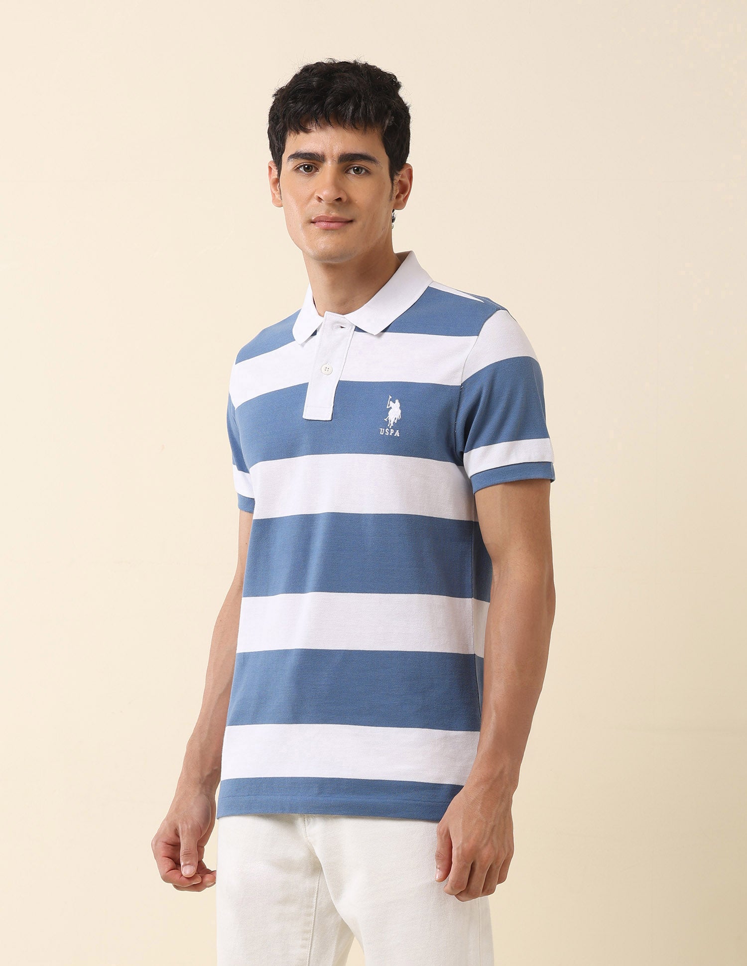 Horizontal Striped Classic Polo Shirt Dark Blue - U.S. Polo Assn. India | Large
