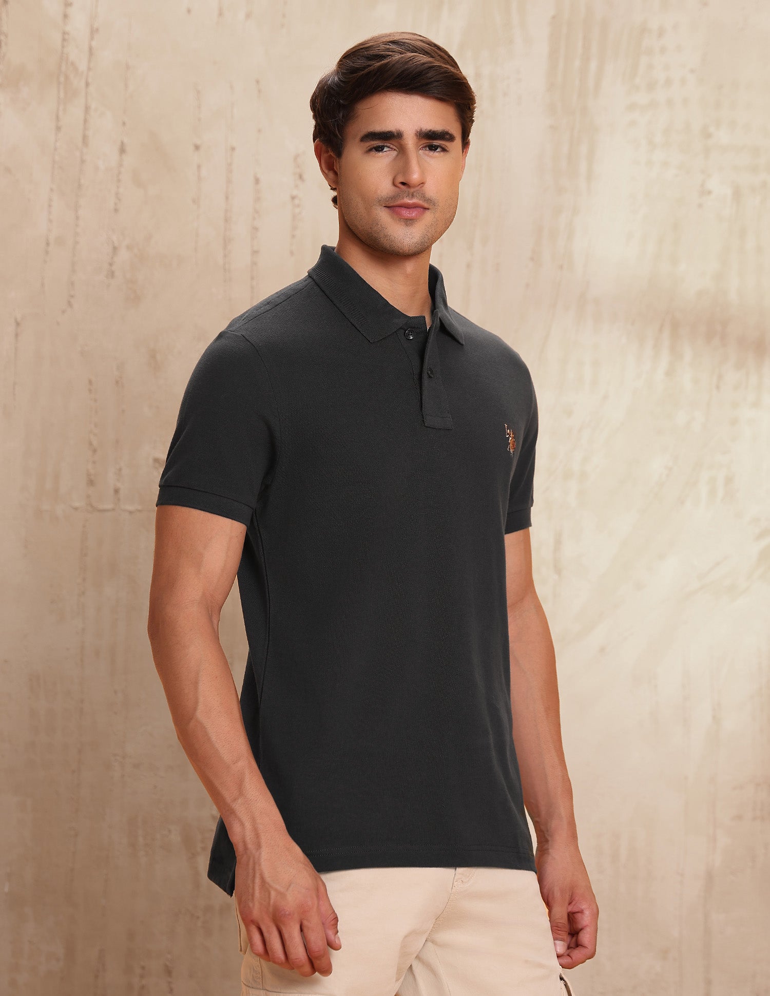 Pure Cotton Brand Printed Polo Shirt Dark Grey - U.S. POLO ASSN. | Large