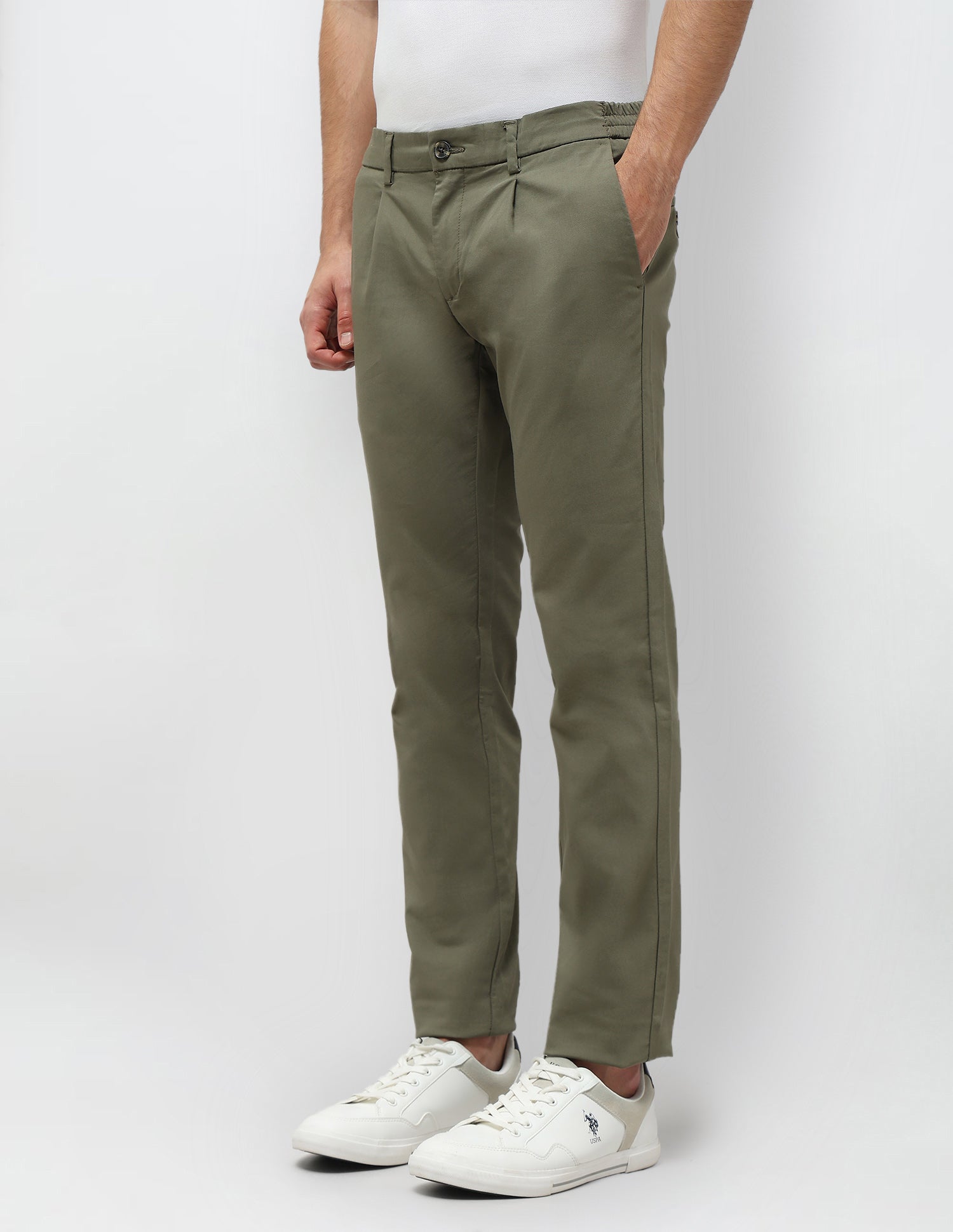 Slim Fit Mid Rise Trousers Olive - U.S. POLO ASSN. | Large