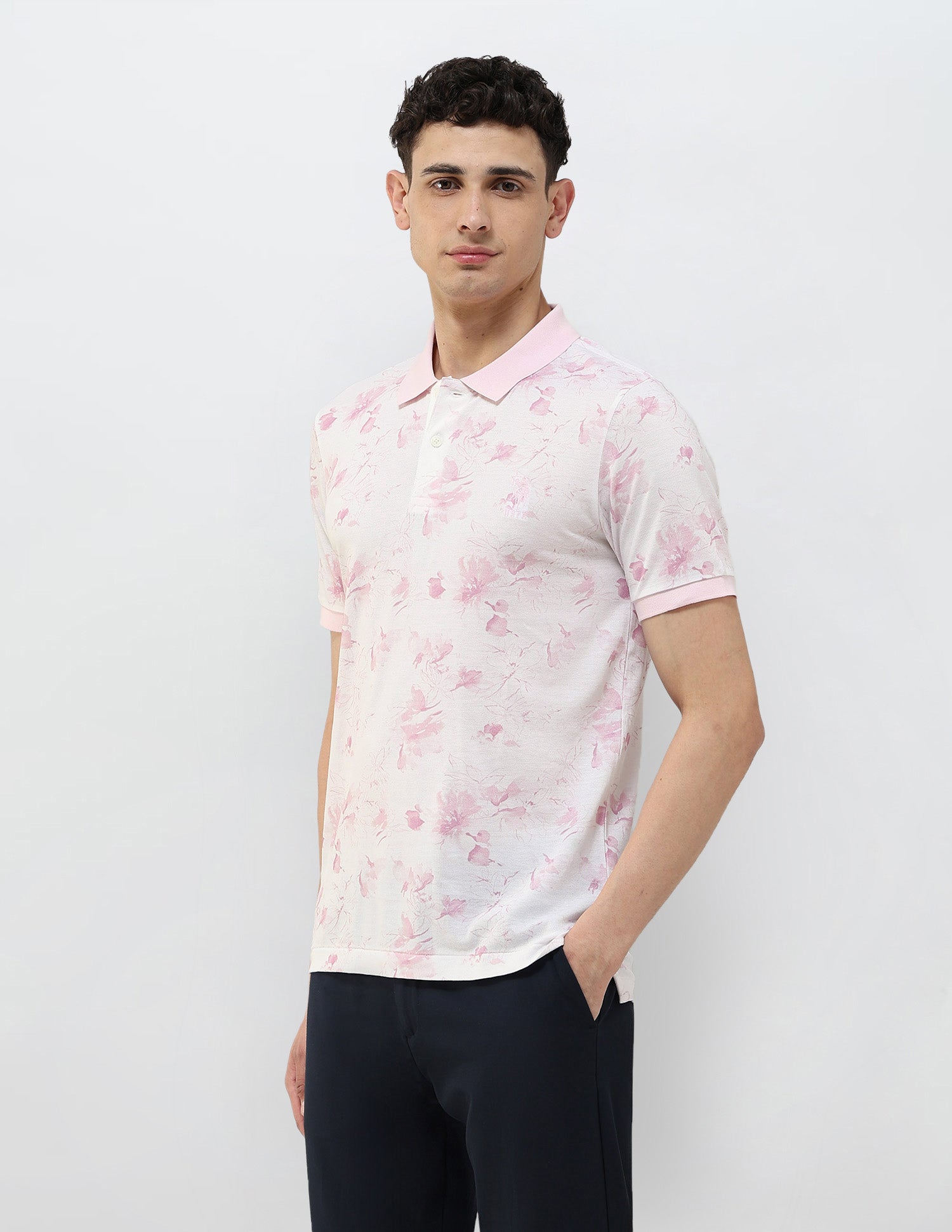 Floral Printed Slim Fit Polo Shirt Light Pink - U.S. POLO ASSN. | Large