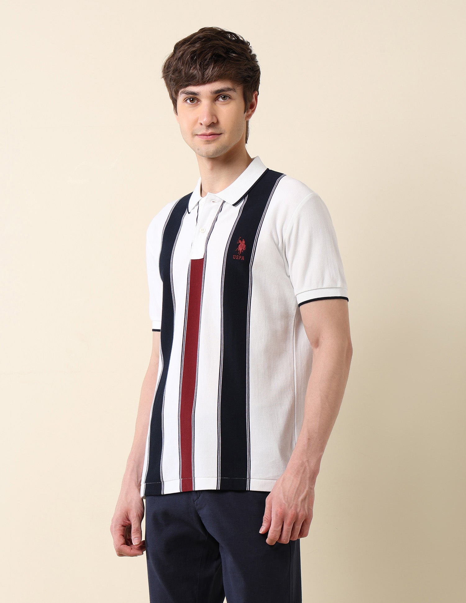 Vertical Striped Classic Polo Shirt White - U.S. Polo Assn. India | Large