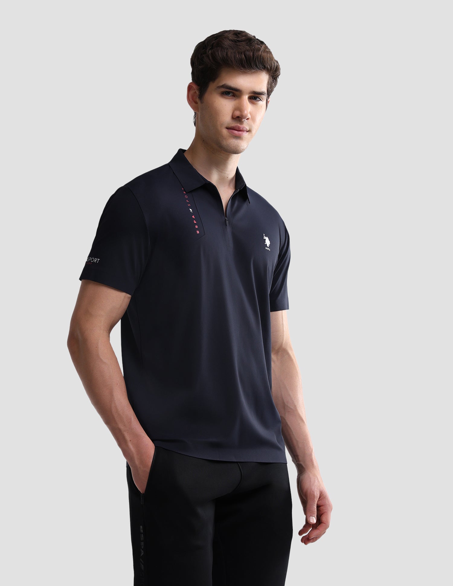 Solid Slim Fit Active Polo Shirt Navy - U.S. Polo Assn. India | Large