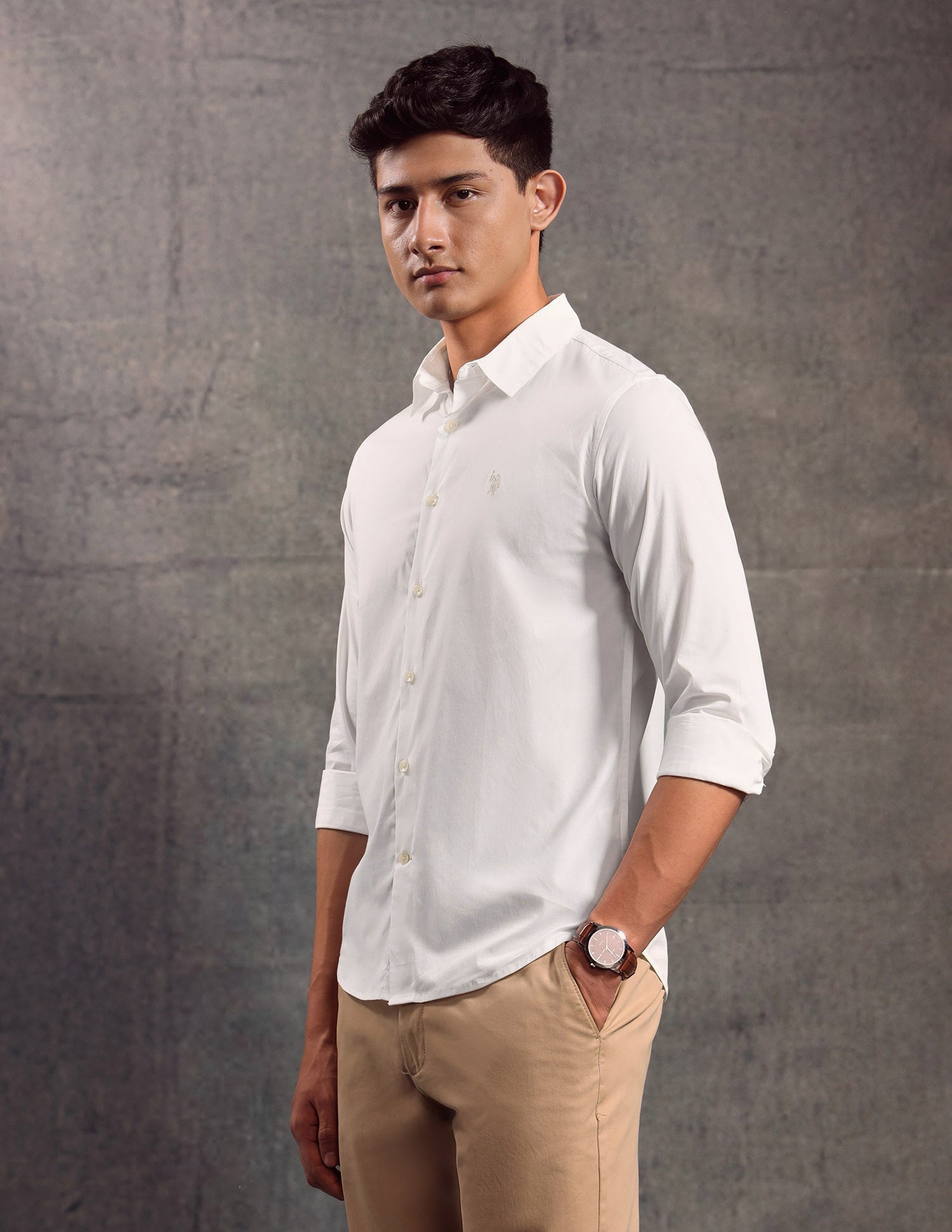 Poplin Slim Fit Shirt White - U.S. POLO ASSN. | Large