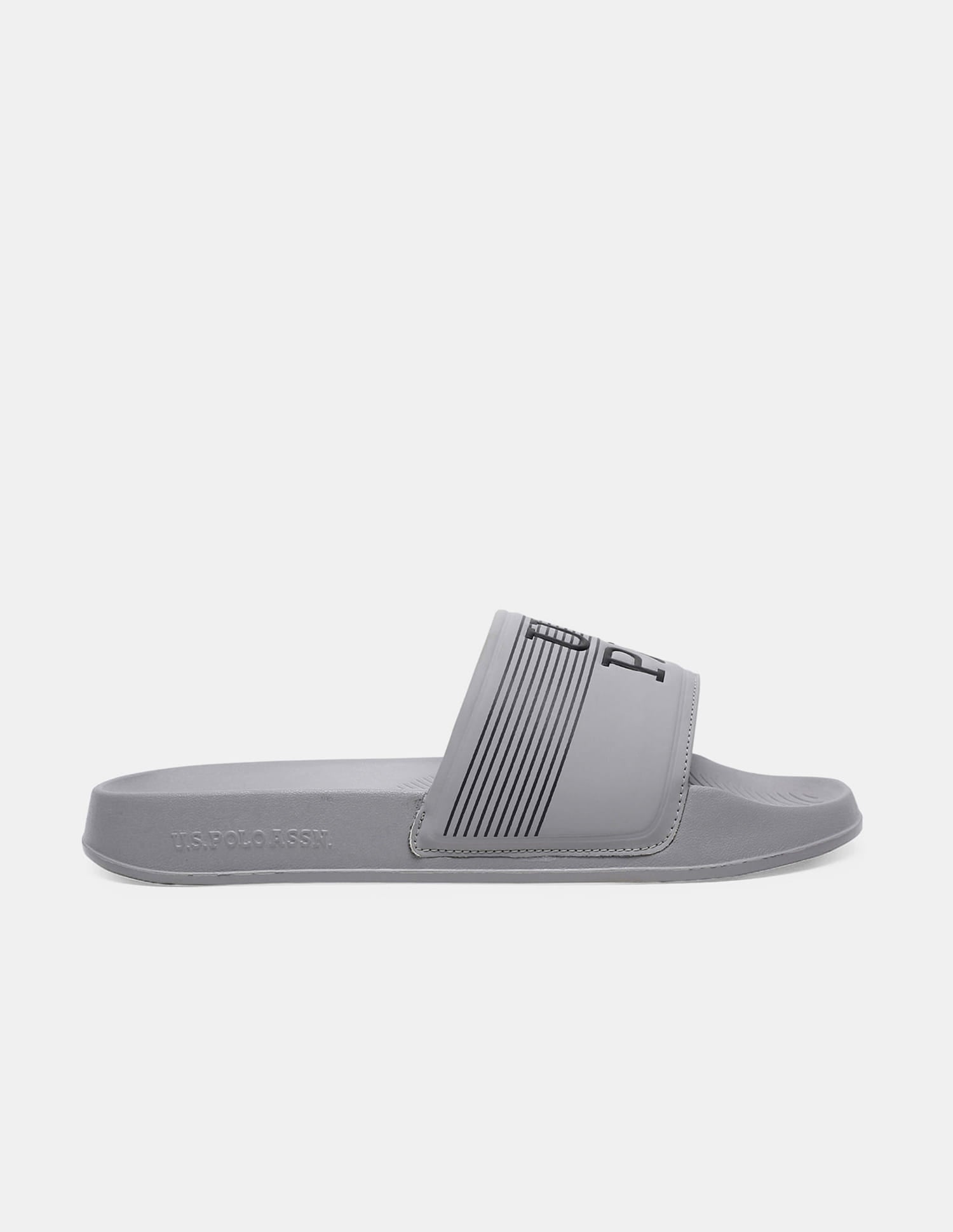 Men Striped Artax Sliders Grey - U.S. Polo Assn. India | Large
