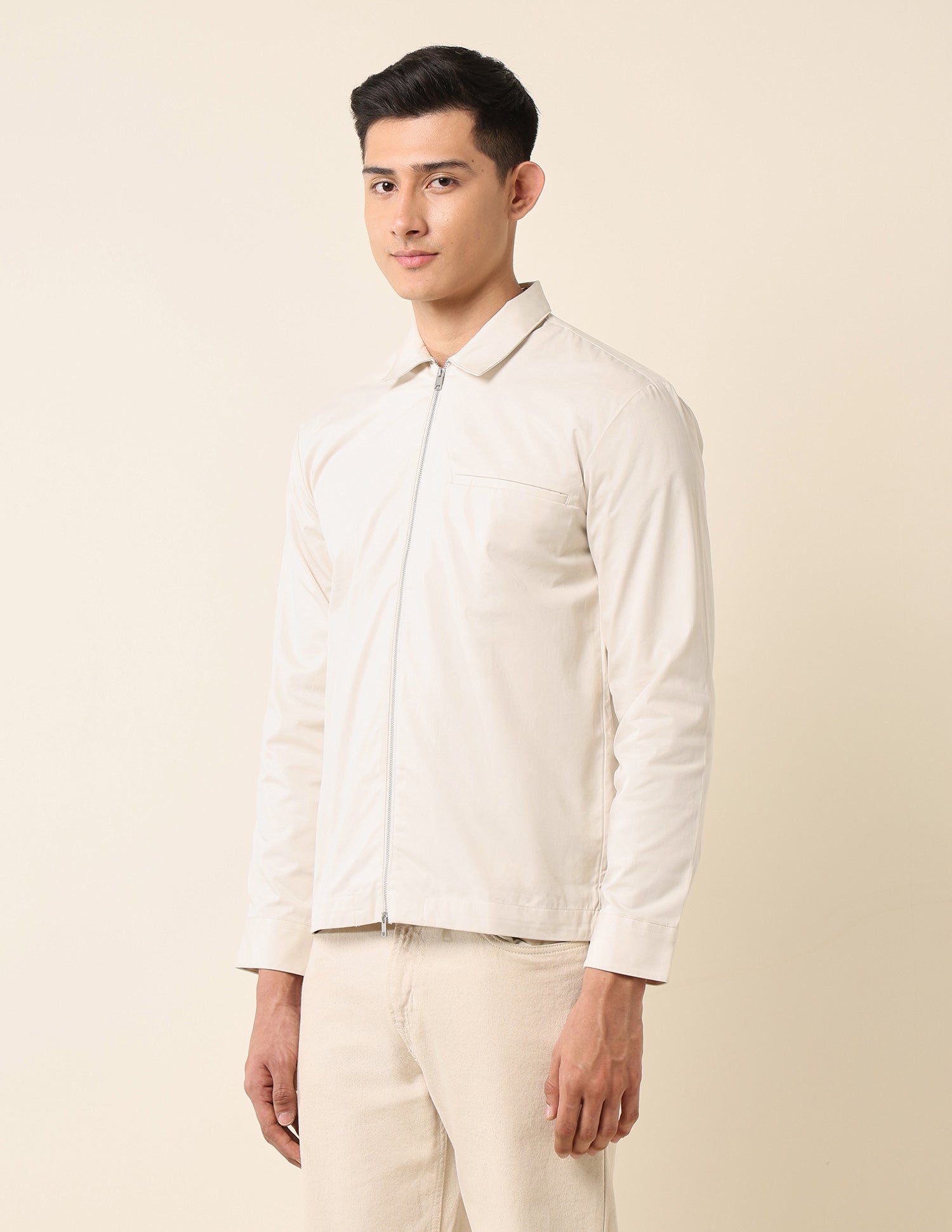 Solid Regular Fit Shacket Ecru - U.S. POLO ASSN. | Large