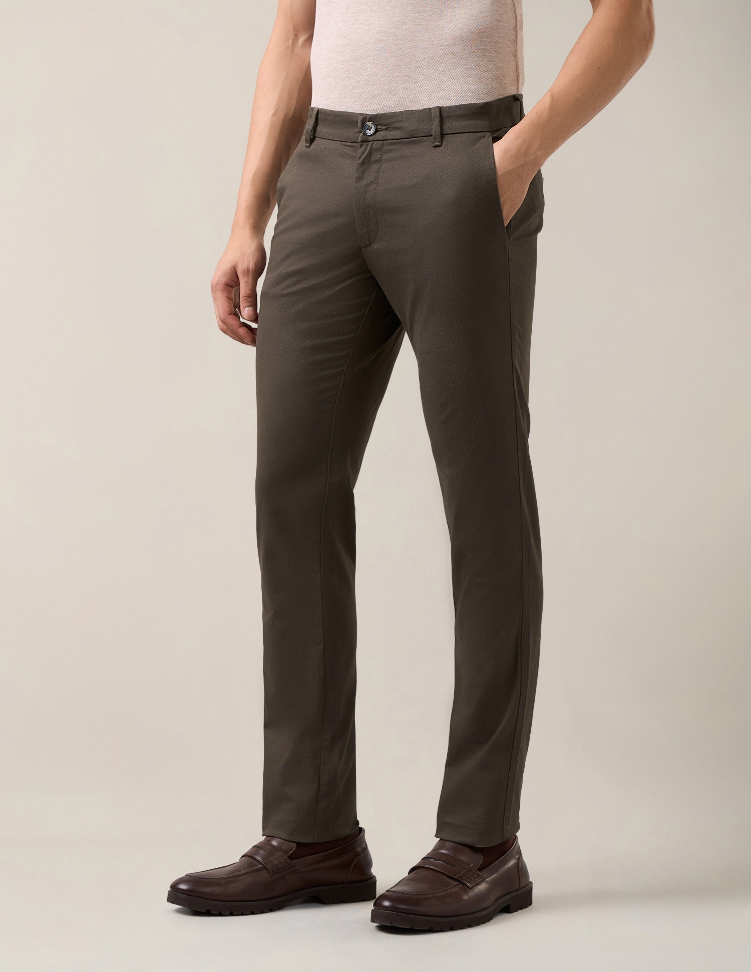Denver Slim Fit Twill Trousers Brown - U.S. Polo Assn. India | Large