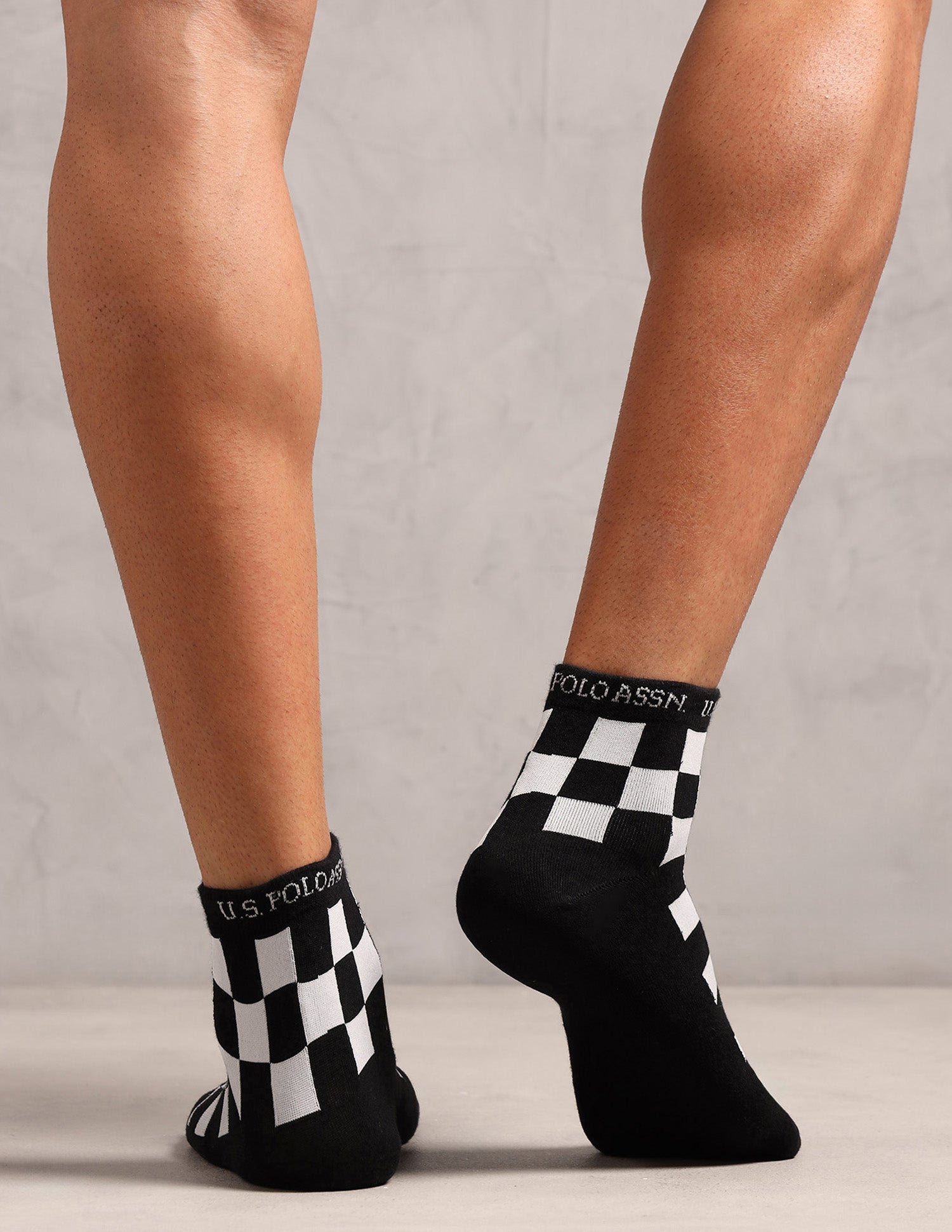 Ankle Length Cotton Stretch ES008 Socks - Pack Of 3 Black, Black, White - U.S. POLO ASSN. | Large