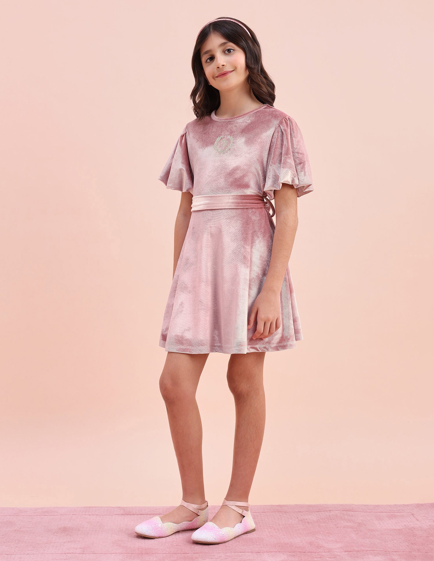 Girls Solid Fit & Flare Dress Pink - U.S. POLO ASSN. | Large