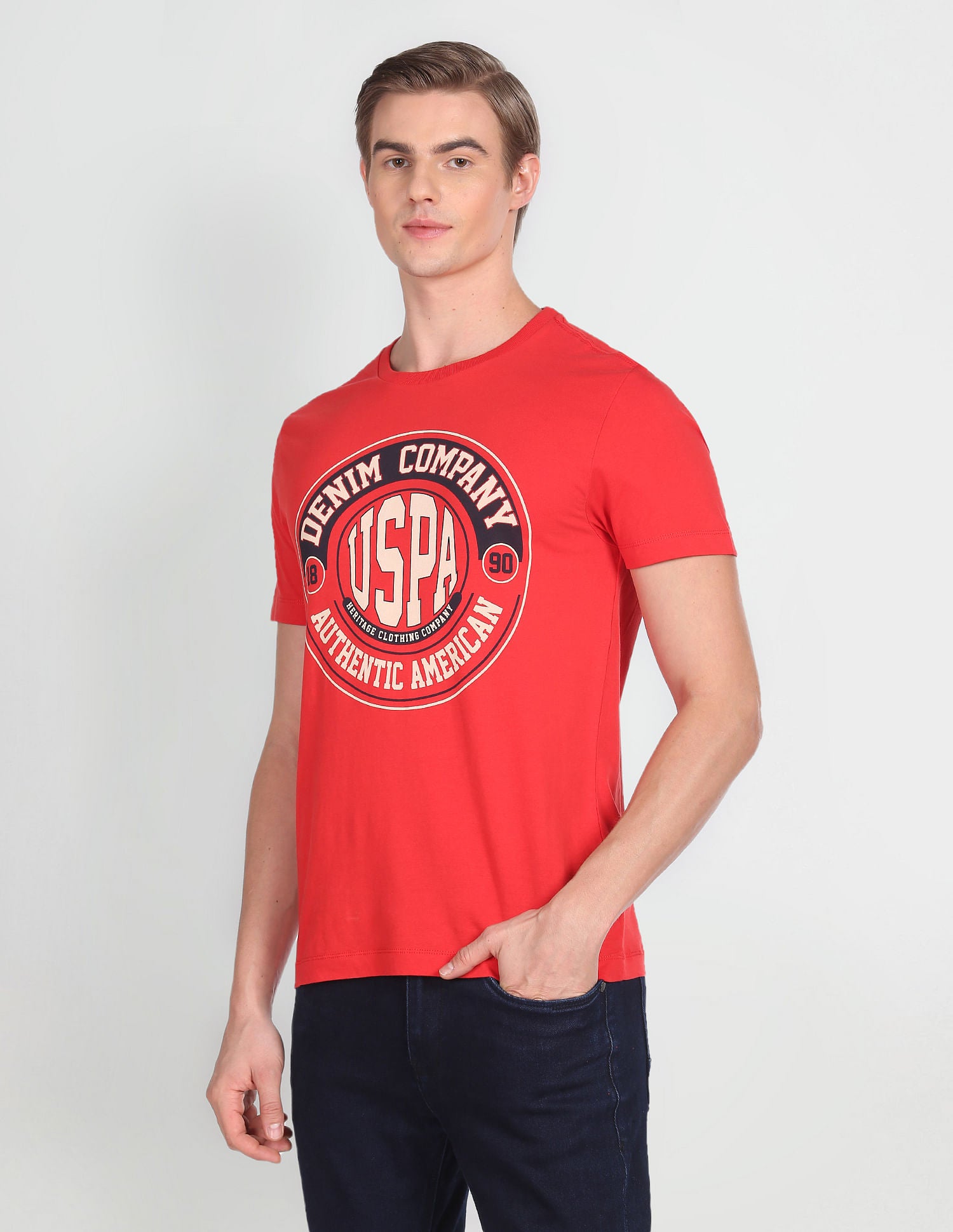 Graphic Print Cotton T-Shirt Red - U.S. Polo Assn. India | Large