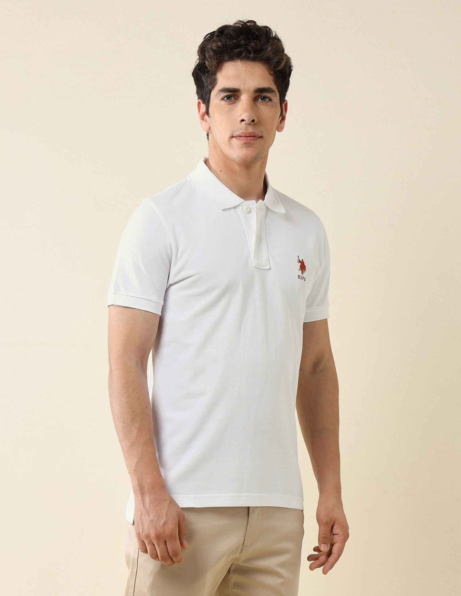 Pure Cotton Slim Fit Polo Shirt White - U.S. Polo Assn. India | Large
