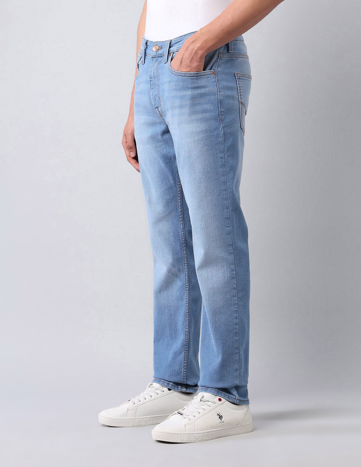 Harold Slim Straight Fit Blue Jeans Light Blue - U.S. POLO ASSN. | Large
