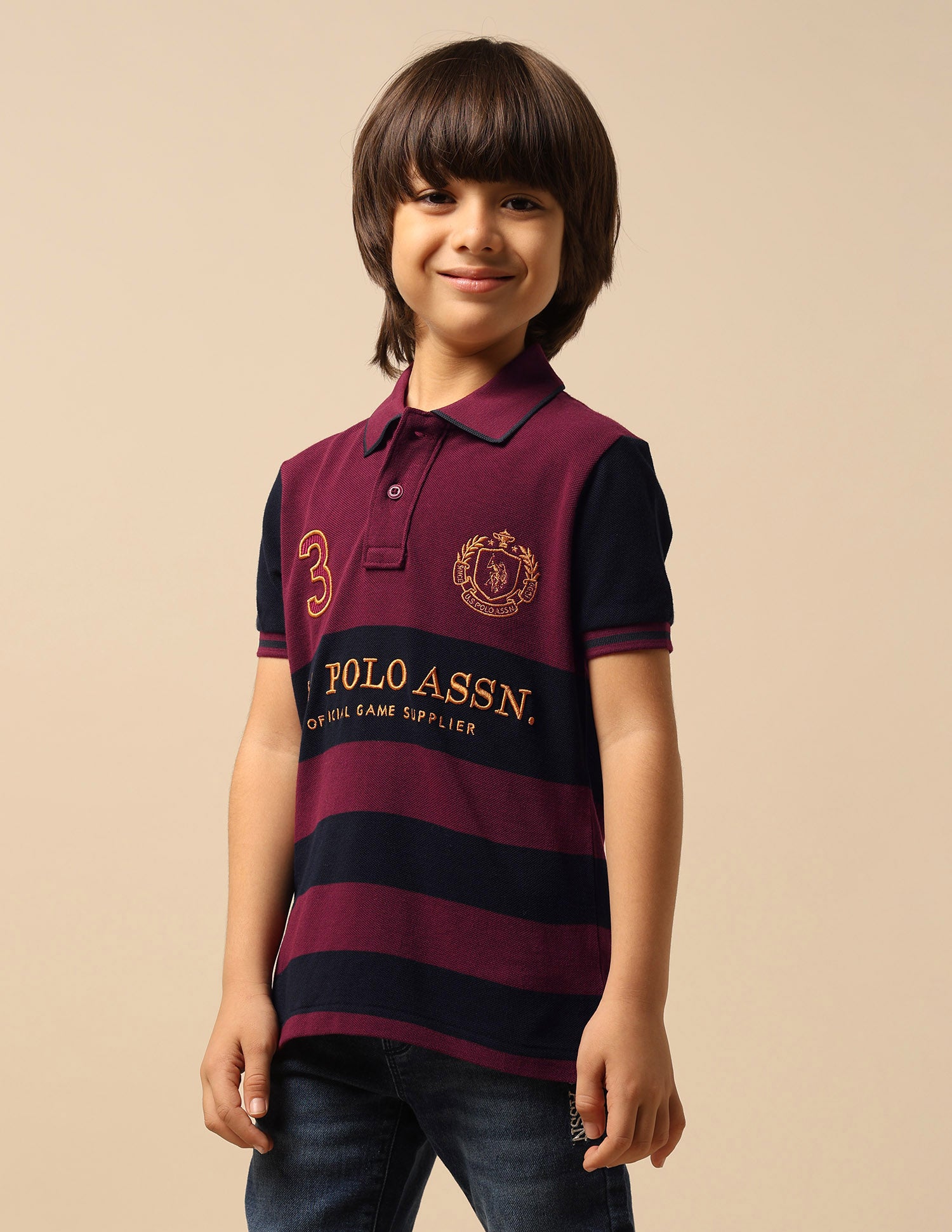 Boys Brand Embroidered Regular Fit Polo Shirt Maroon - U.S. POLO ASSN. | Large