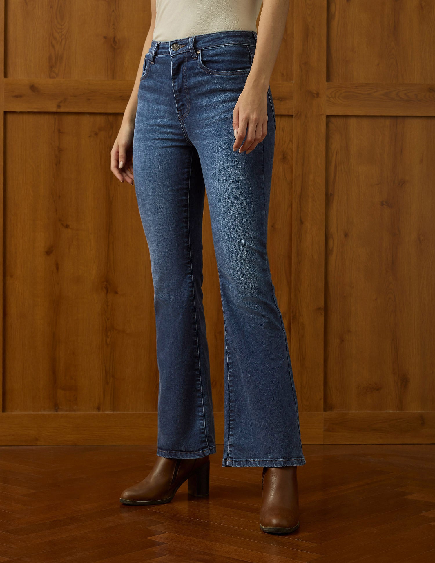 High Rise Flared Fit Jeans Mid Blue - U.S. Polo Assn. India | Large