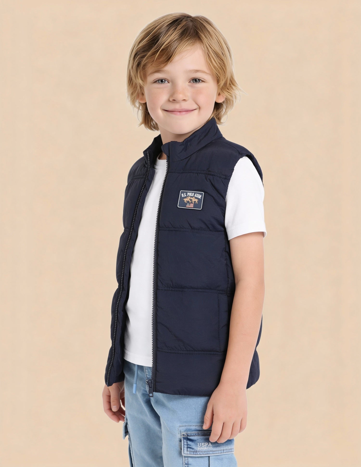 Boys Solid Regular Fit Puffer Jacket Navy - U.S. Polo Assn. India | Large