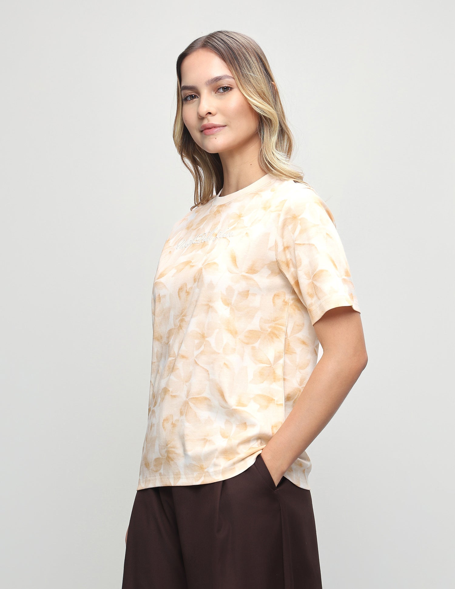 Floral Printed Boxy Fit T-Shirt Mustard - U.S. Polo Assn. India | Large