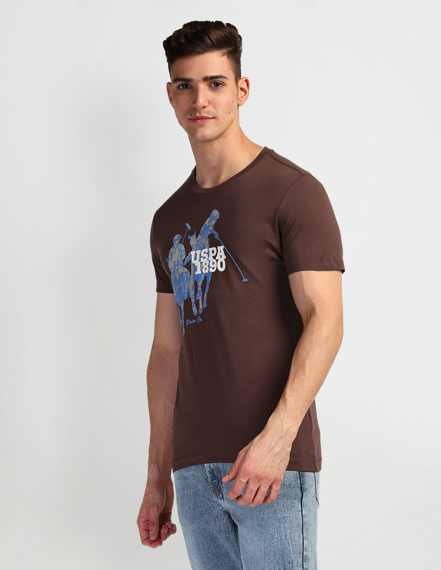 Logo Print Muscle Fit T-Shirt Maroon - U.S. Polo Assn. India | Large