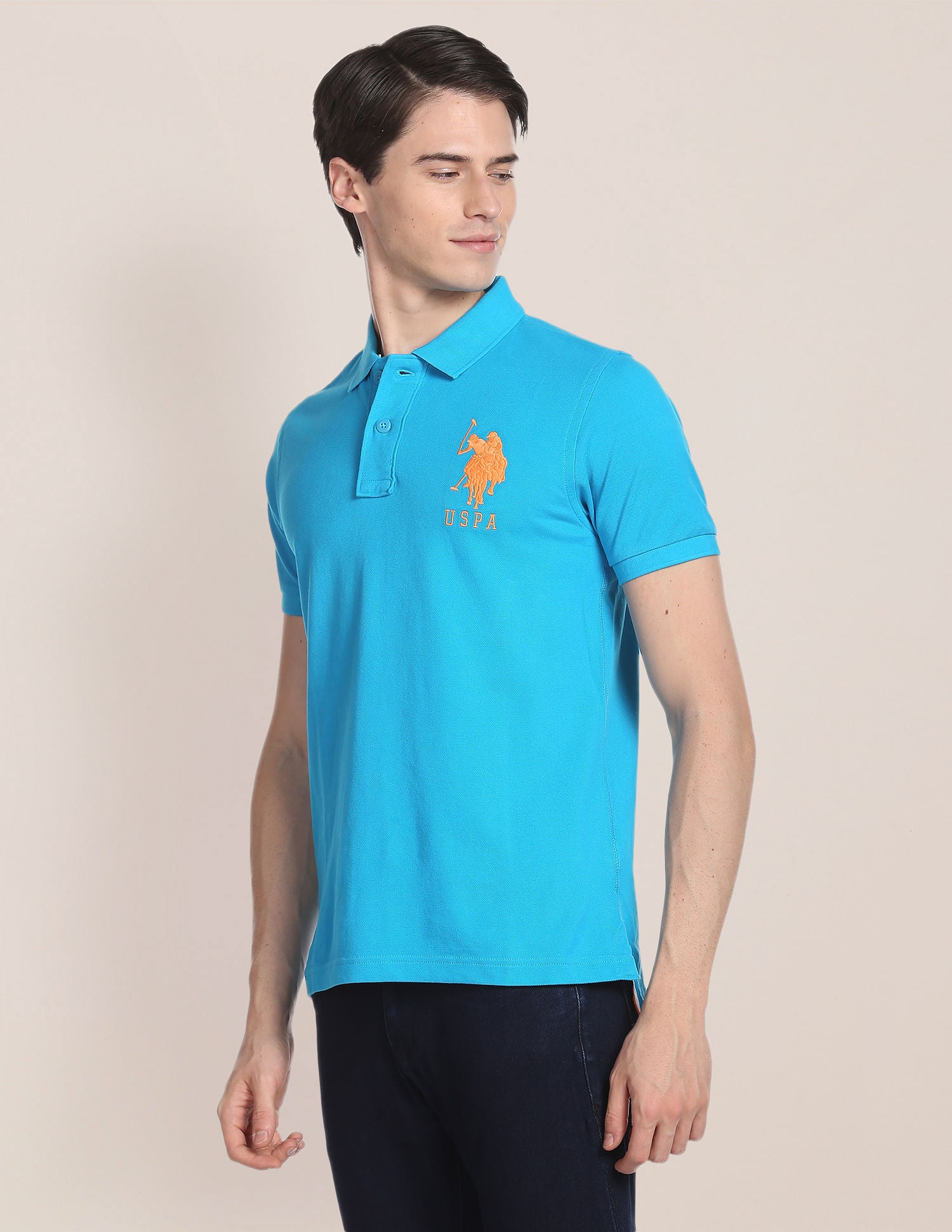 Compact Cotton Logo Polo Shirt Blue - U.S. Polo Assn. India | Large