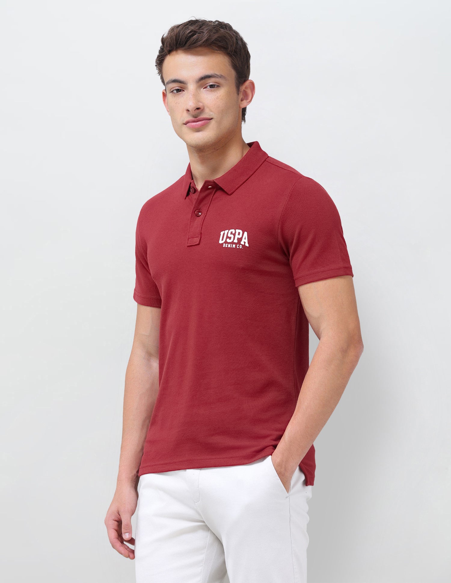Solid Slim Fit Polo Shirt Red - U.S. Polo Assn. India | Large
