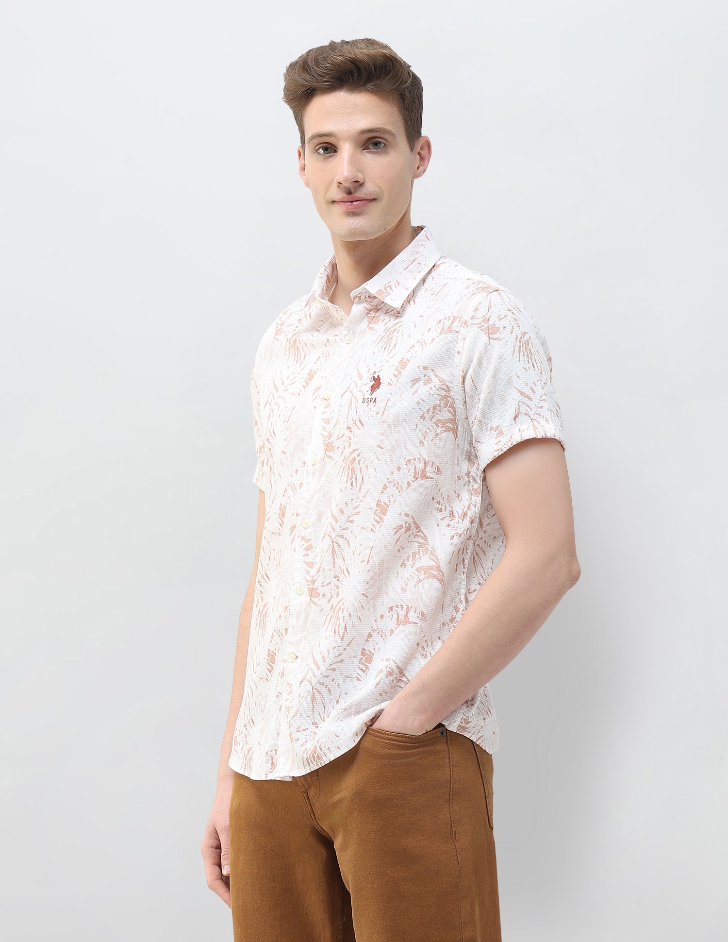 Tropical Printed Summer House Shirt Rust - U.S. Polo Assn. India | Large