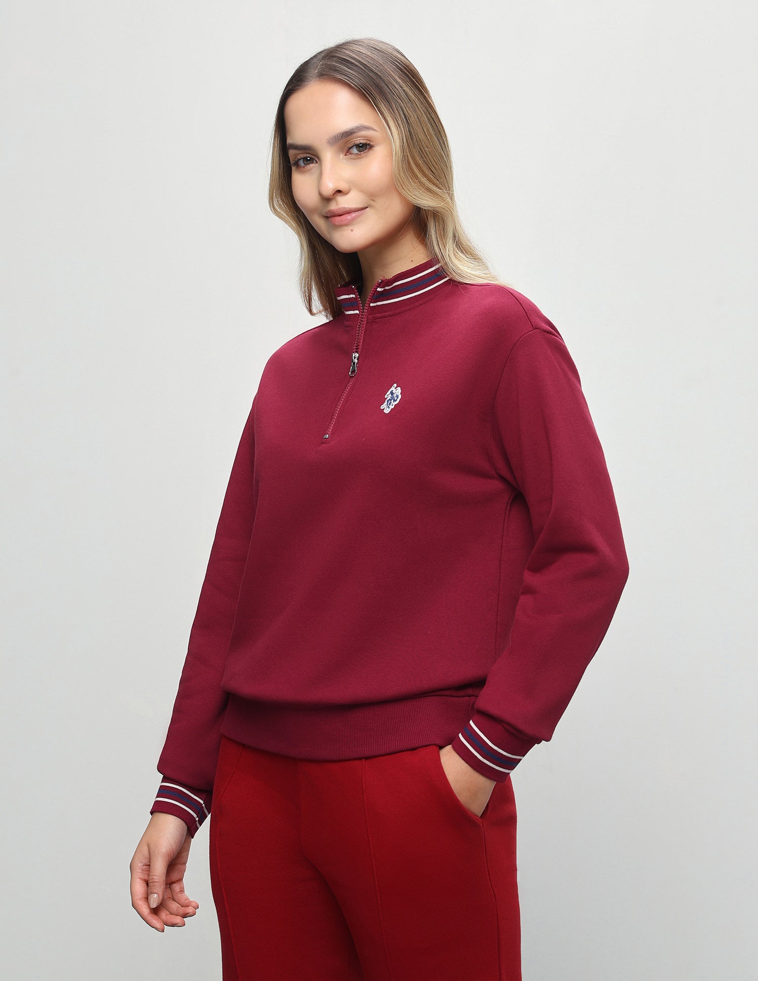Typographic Applique Relaxed Fit Sweatshirt Red - U.S. Polo Assn. India | Large
