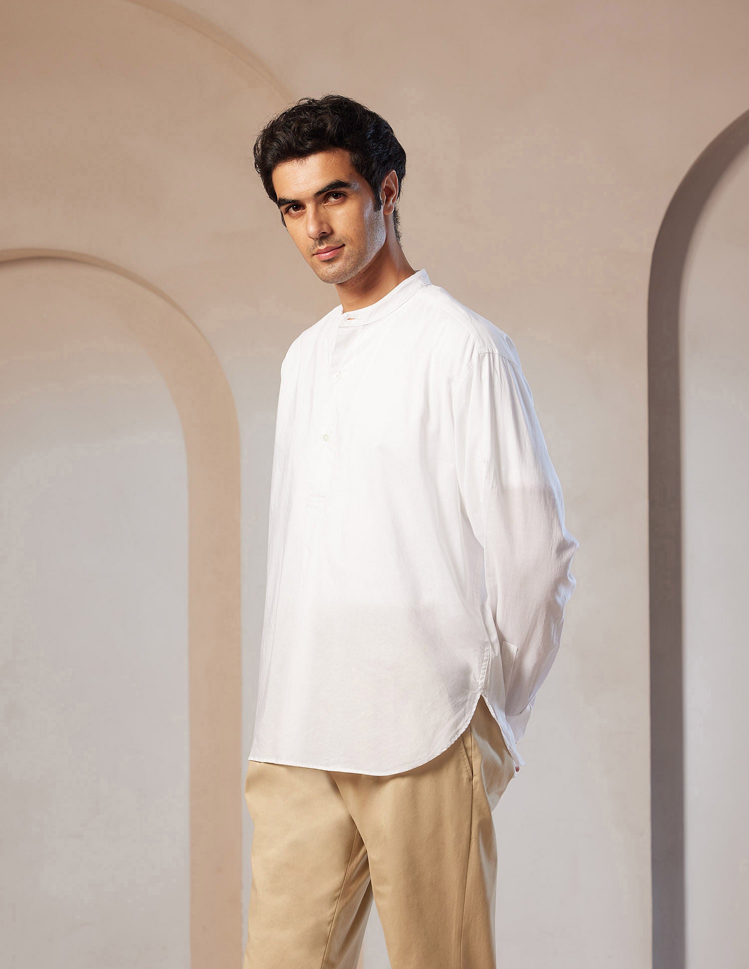 Pacho X Tailored Fit Mandarin Collar Shirt White - U.S. POLO ASSN. | Large