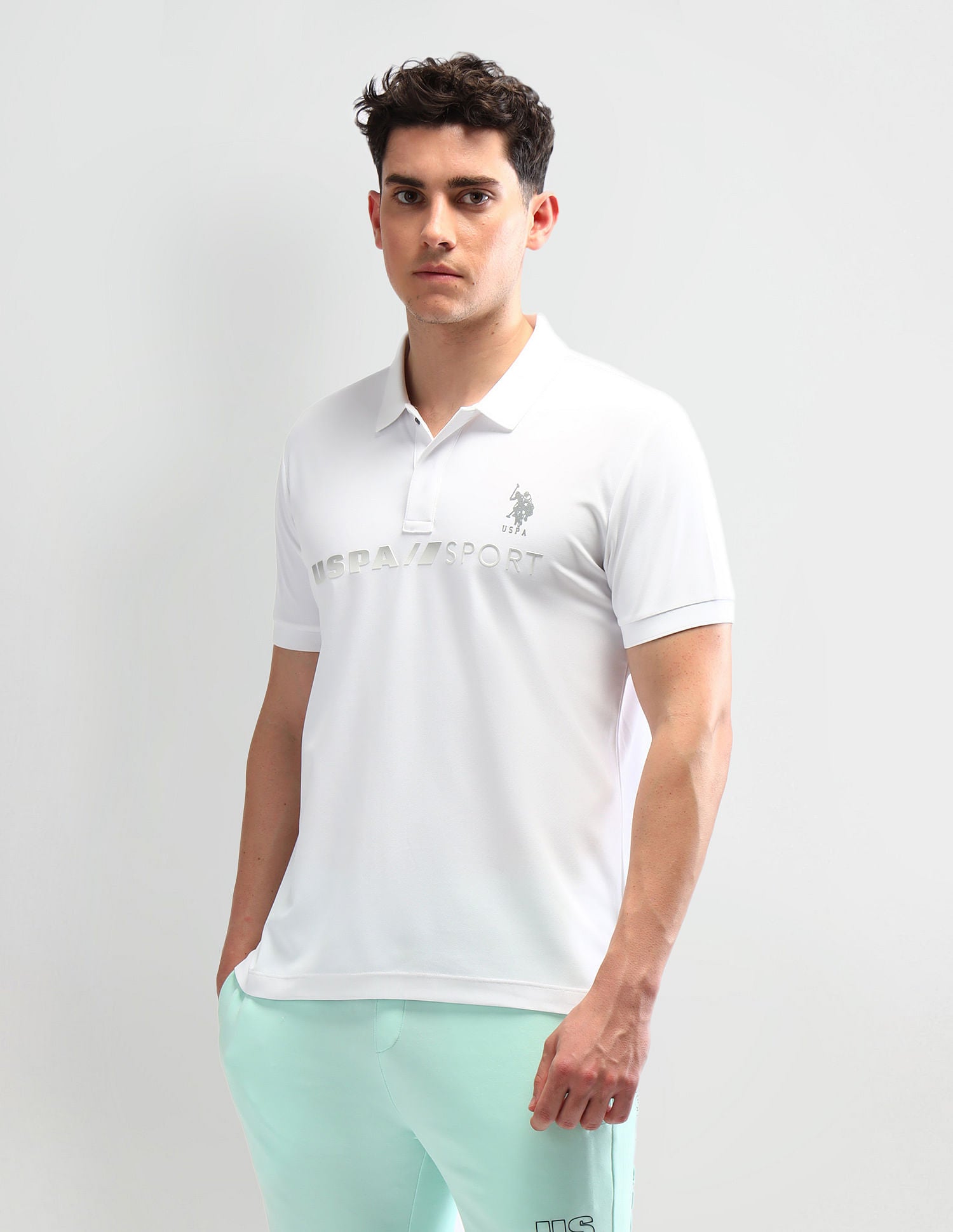 Slim Fit Solid Polo Shirt White - U.S. Polo Assn. India | Large