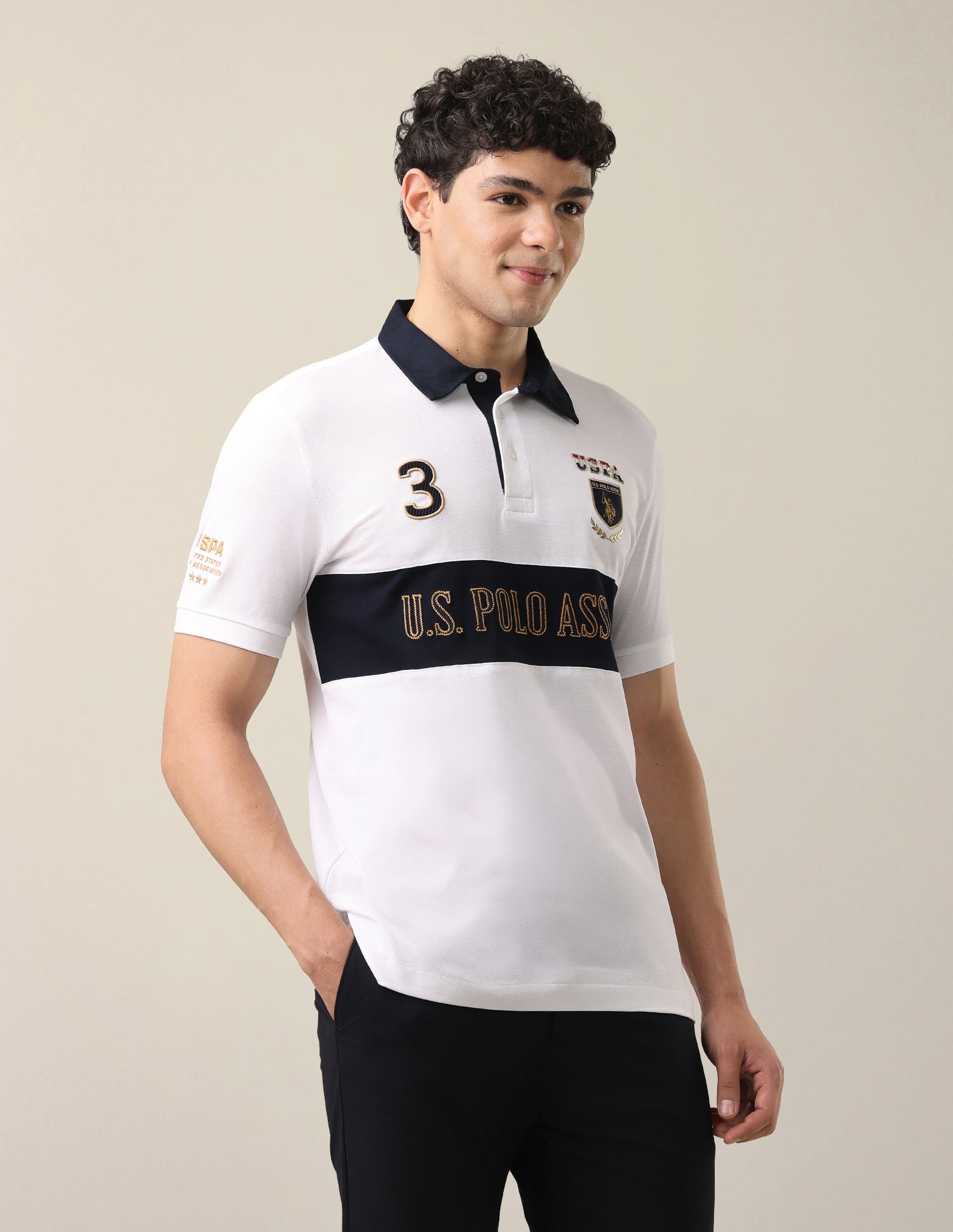 Brand Embroidered Slim Fit Polo Shirt White - U.S. Polo Assn. India | Large