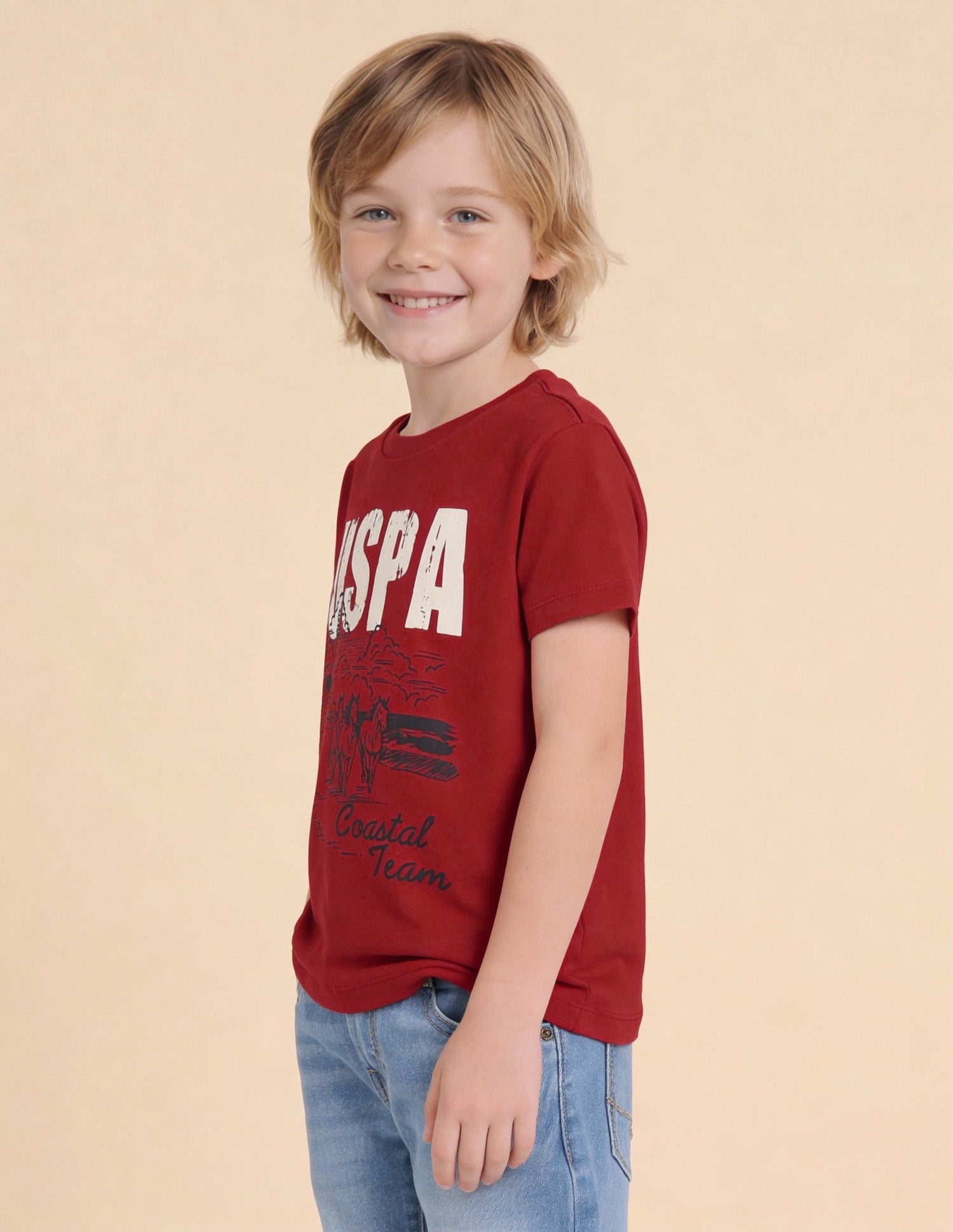 Boys Graphic Brand Printed T-Shirt Red - U.S. Polo Assn. India | Large