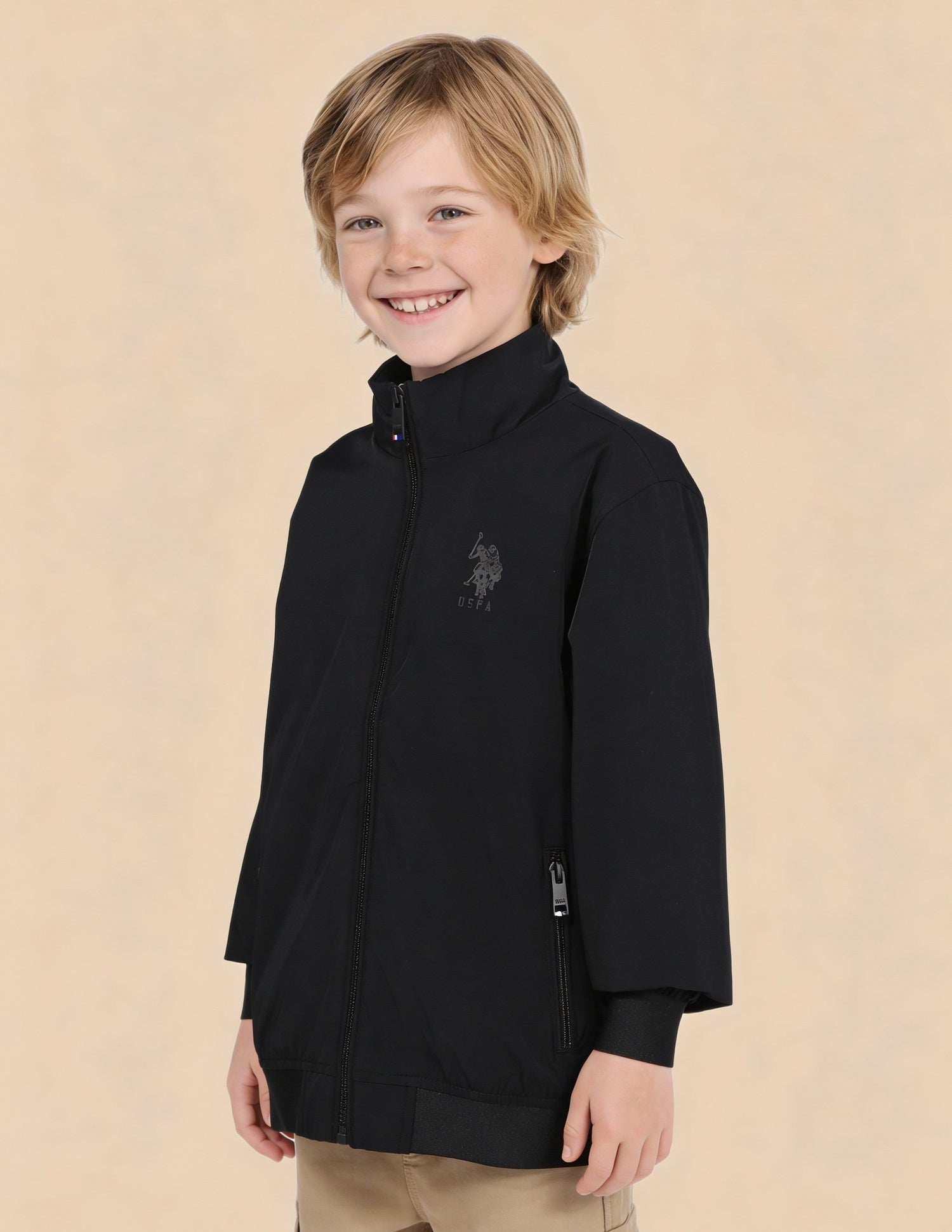 Boys Solid Regular Fit Casual Jacket Black - U.S. Polo Assn. India | Large
