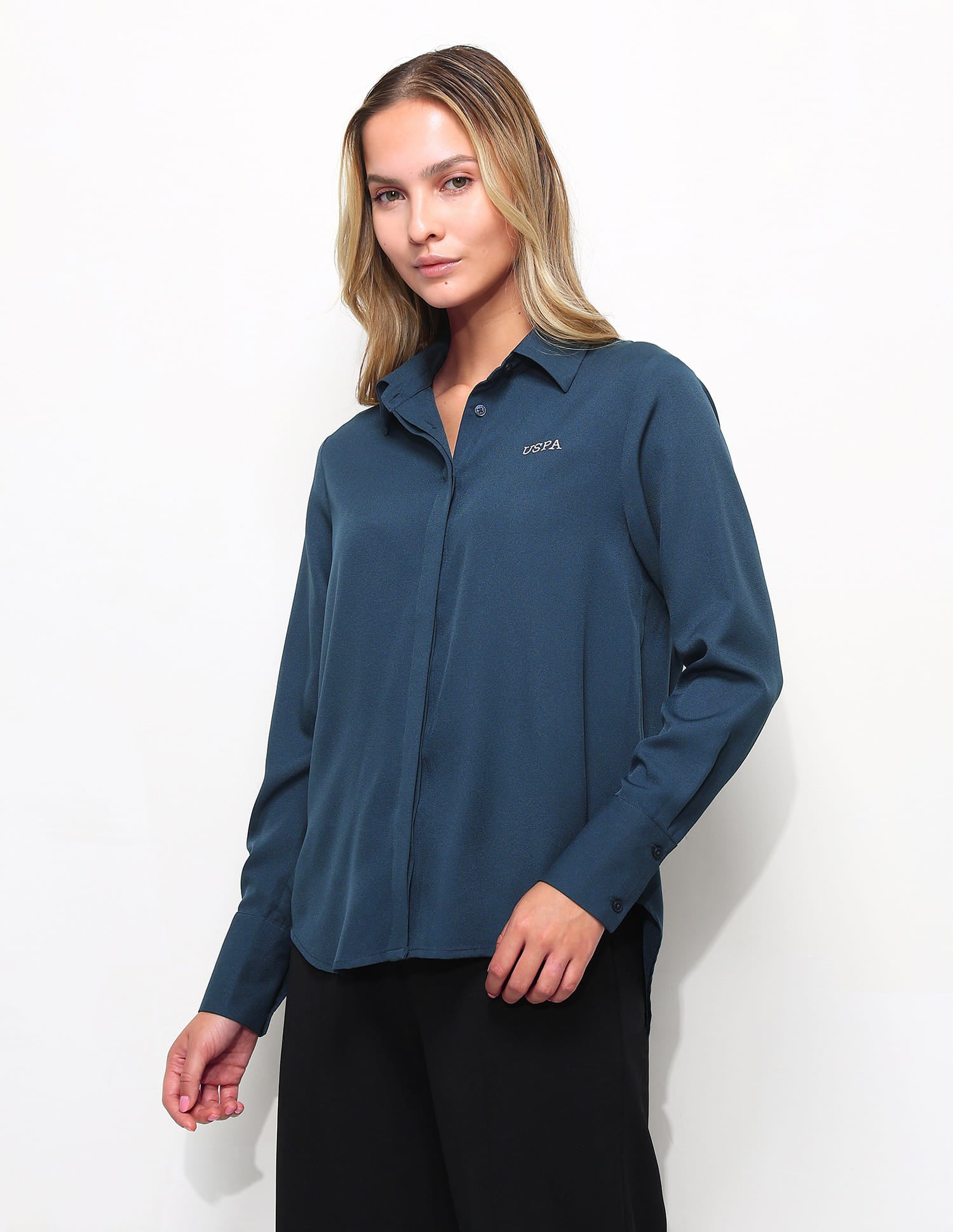Solid Regular Fit Shirt Blue - U.S. Polo Assn. India | Large