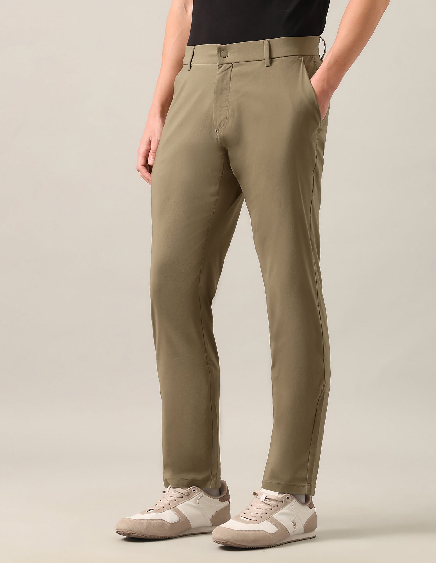 Austin Trim Regular Fit Mid Rise Trousers Brown - U.S. Polo Assn. India | Large