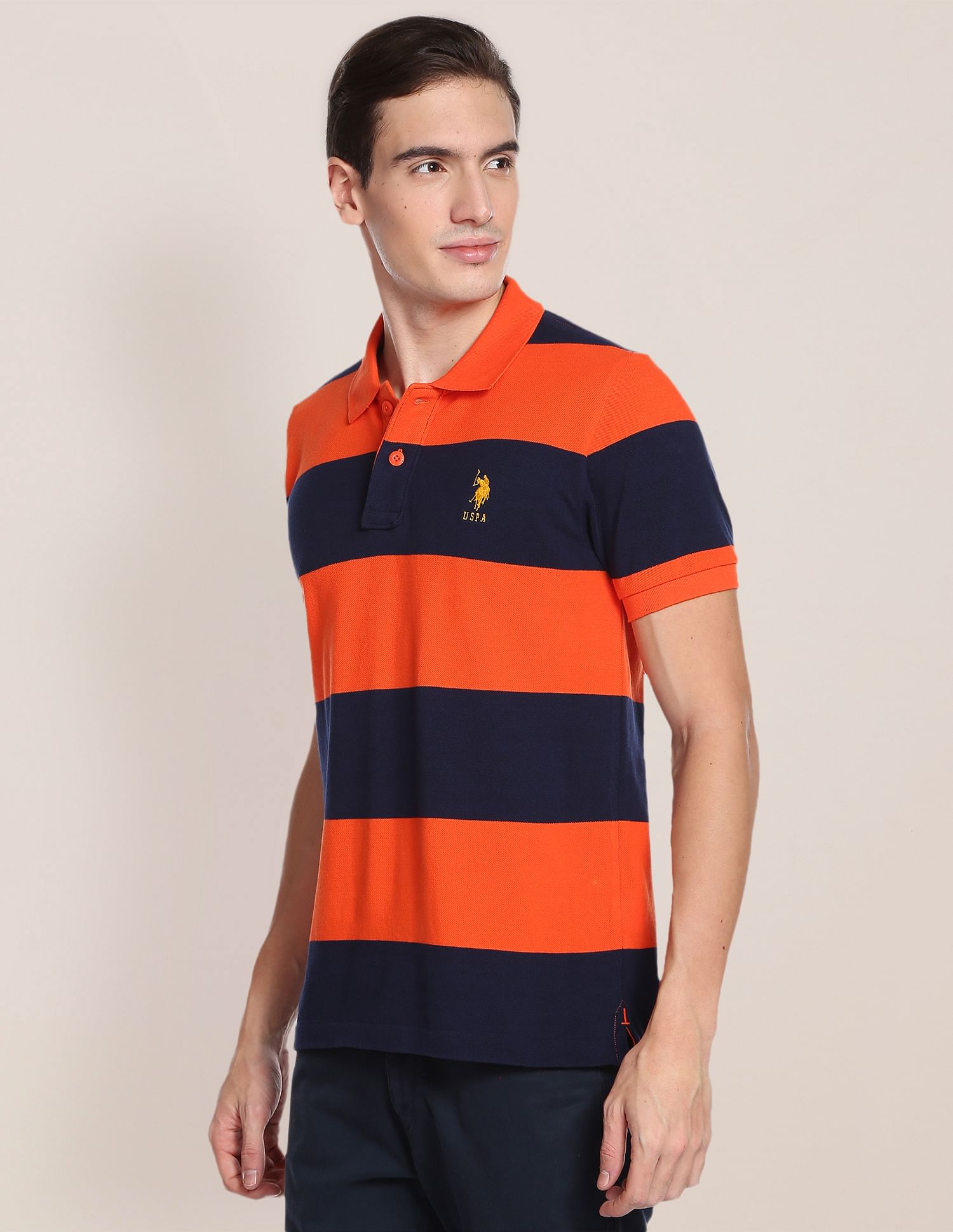 Slim Fit Rugby Polo Shirt Orange - U.S. POLO ASSN. | Large