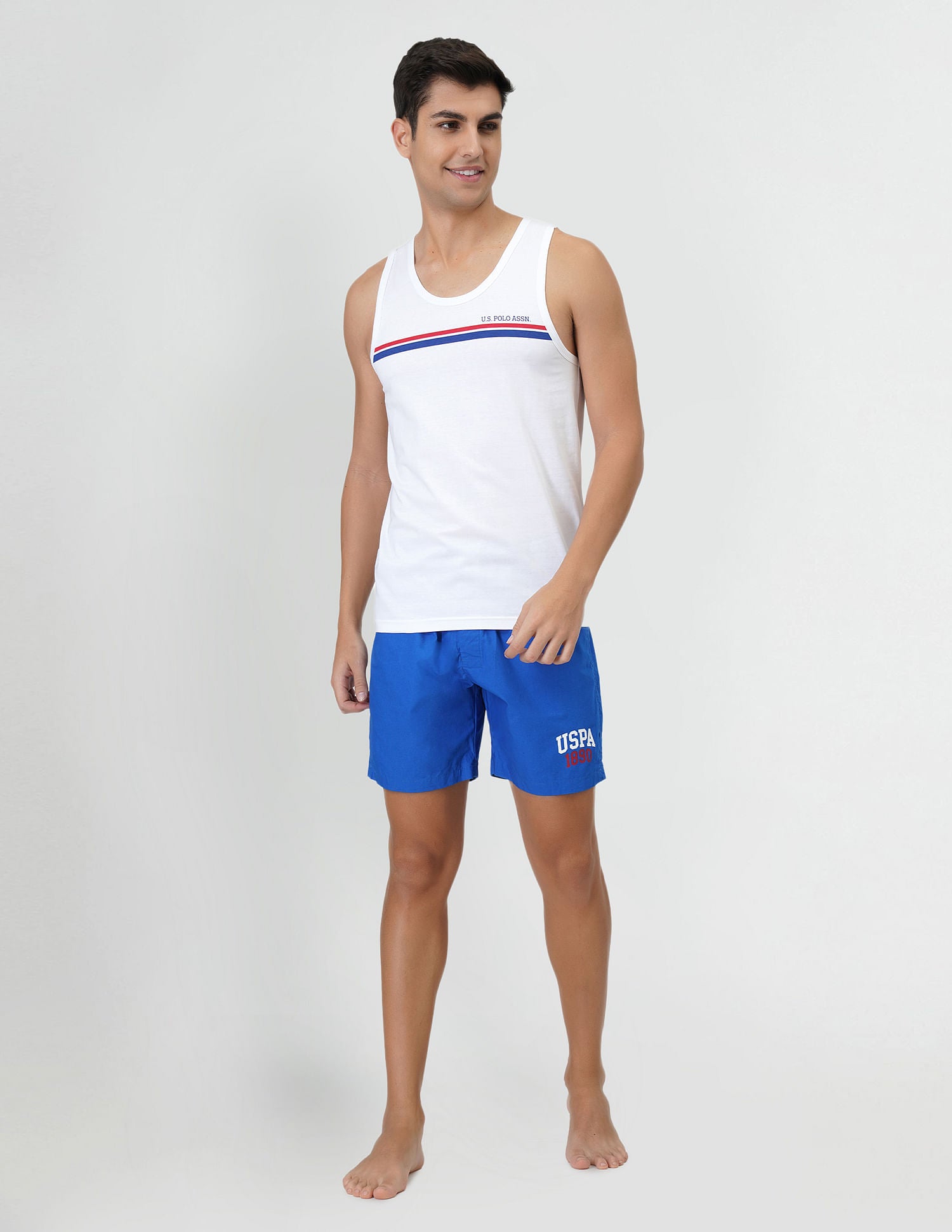 Striped Cotton EV005 Vest - Pack Of 1 White - U.S. POLO ASSN. | Large