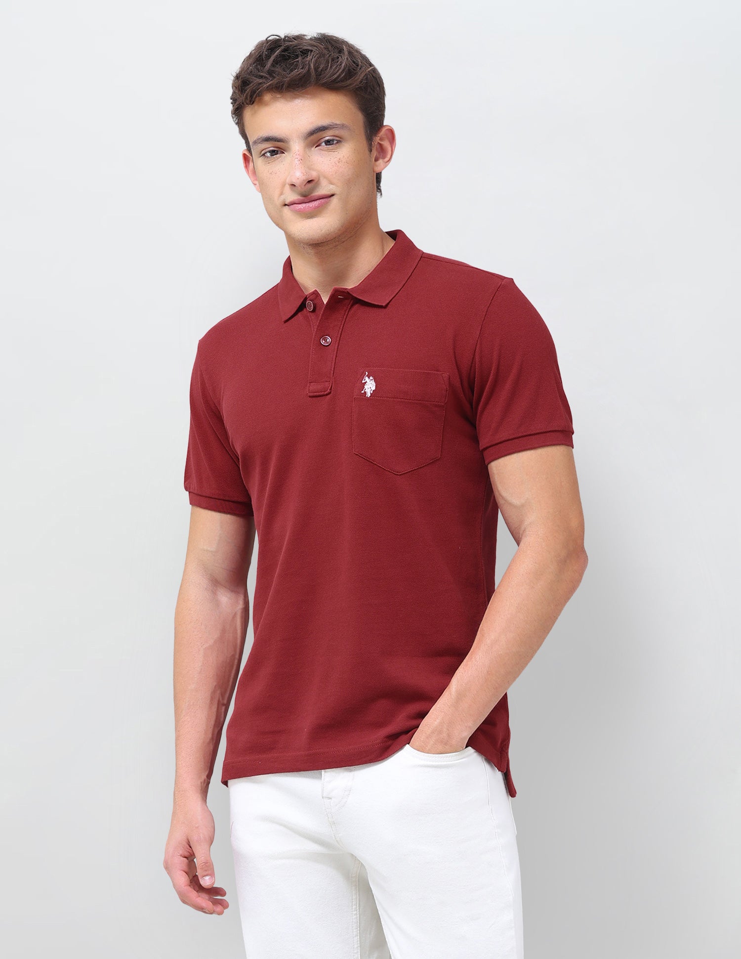 Solid Slim Fit Polo Shirt Red - U.S. Polo Assn. India | Large