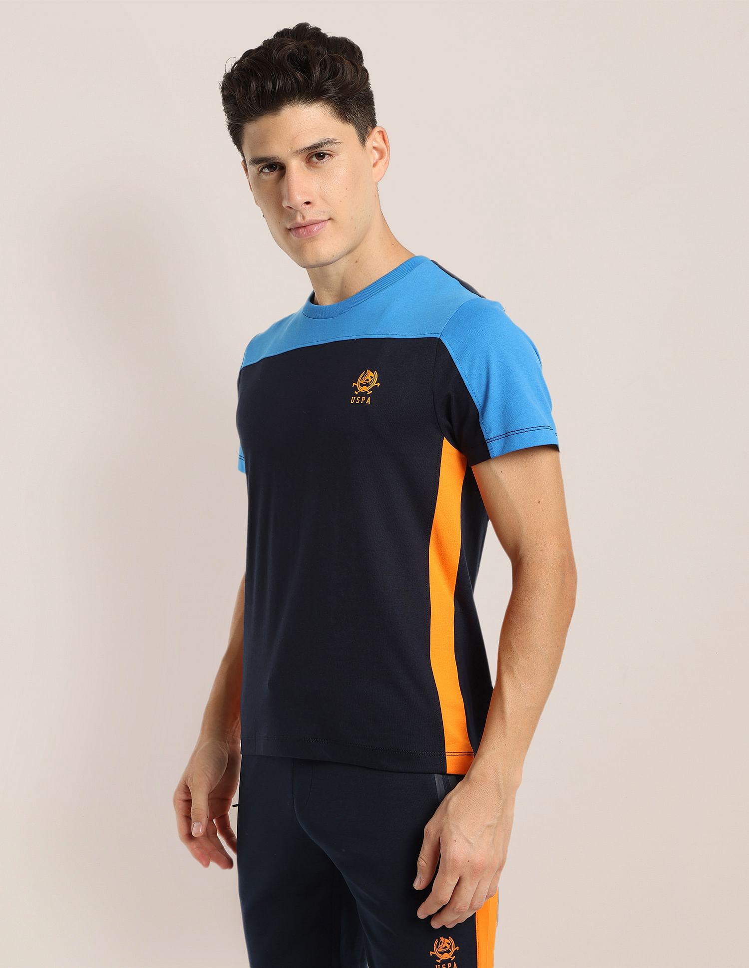 Colour Block Active T-Shirt Navy - U.S. Polo Assn. India | Large