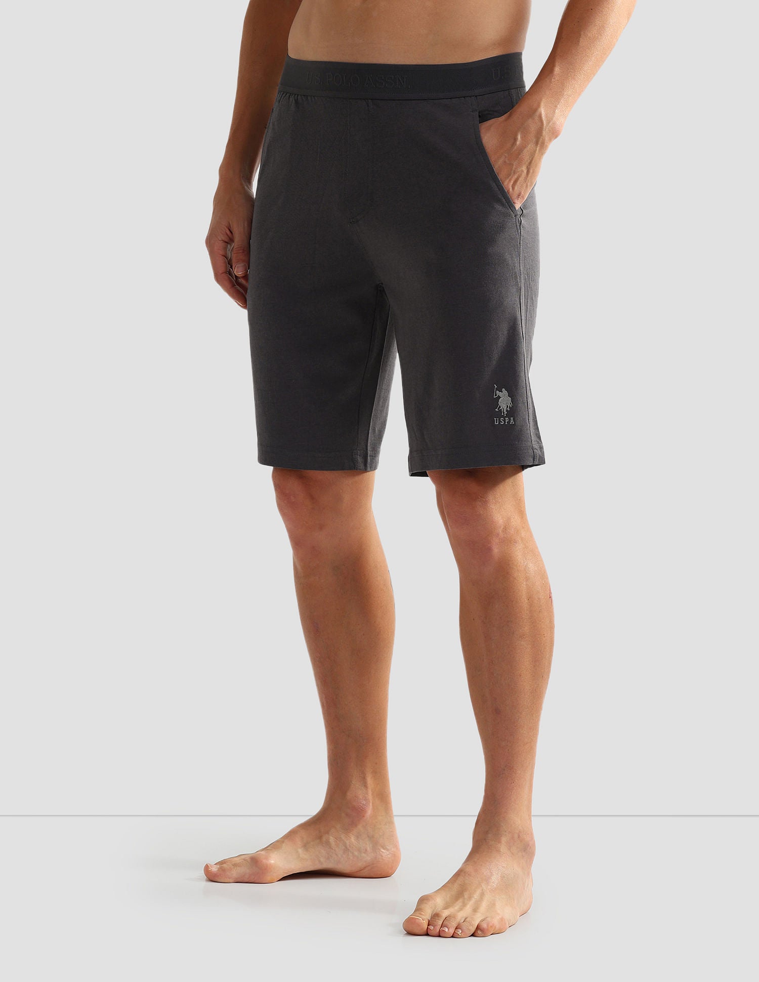 Mid Rise Solid LS001 Shorts - Pack Of 1 Asphalt - U.S. POLO ASSN. | Large
