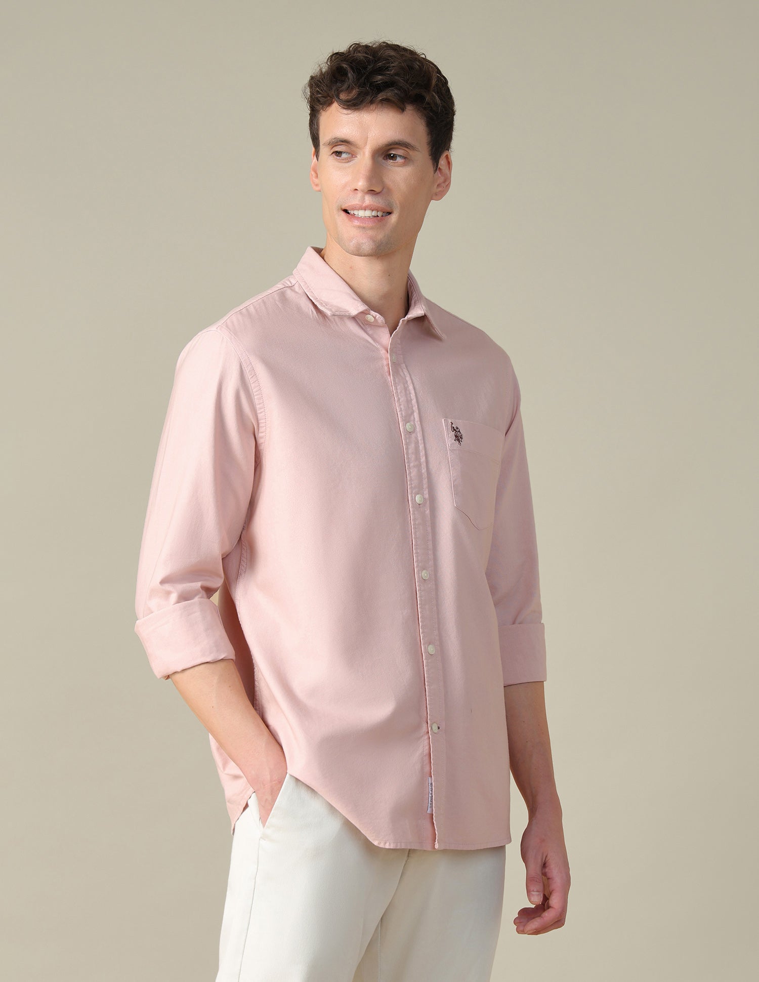 Oxford Tailored Fit Shirt Light Pink - U.S. Polo Assn. India | Large