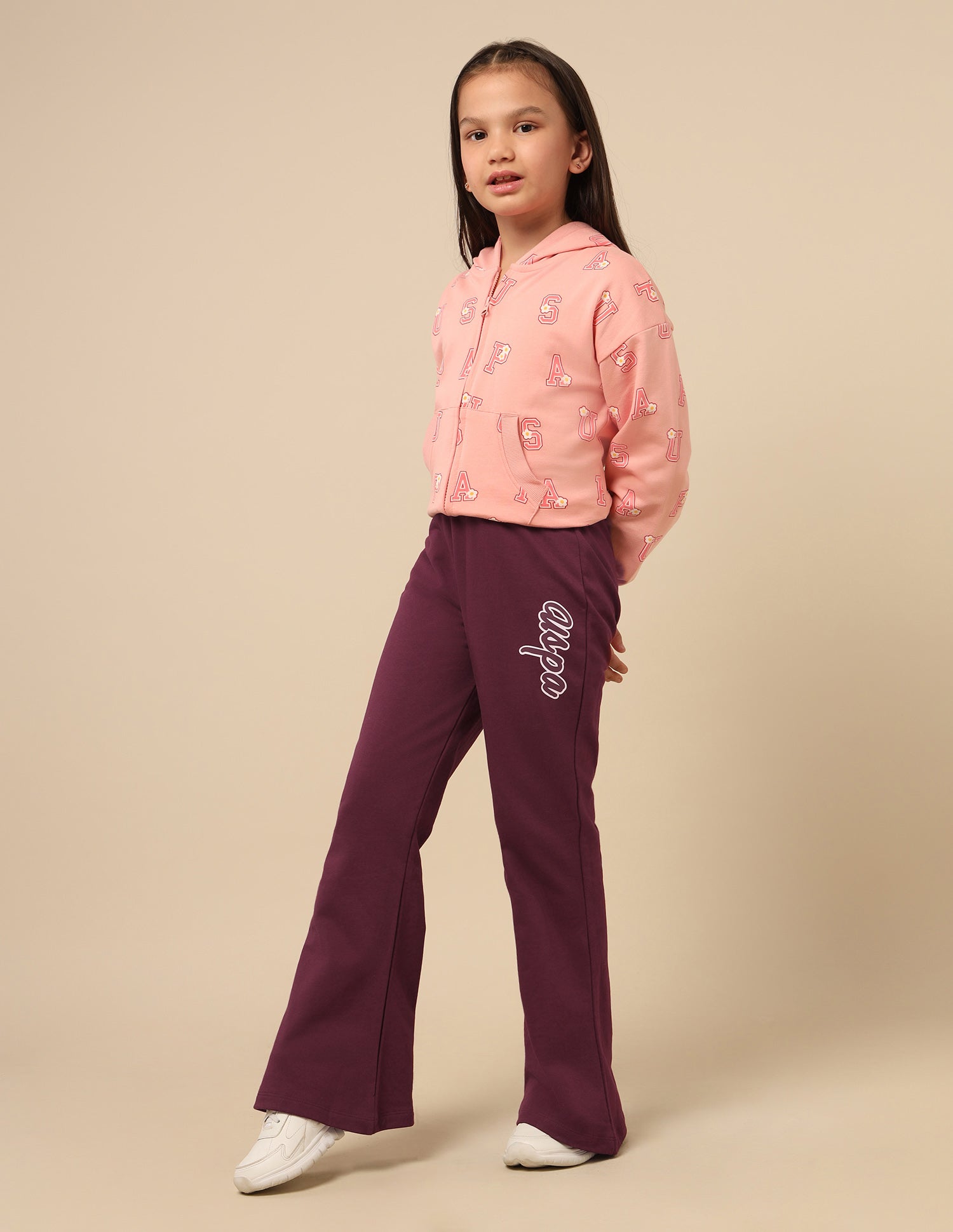 Girls Solid Bootcut Track Pants Burgundy - U.S. POLO ASSN. | Large