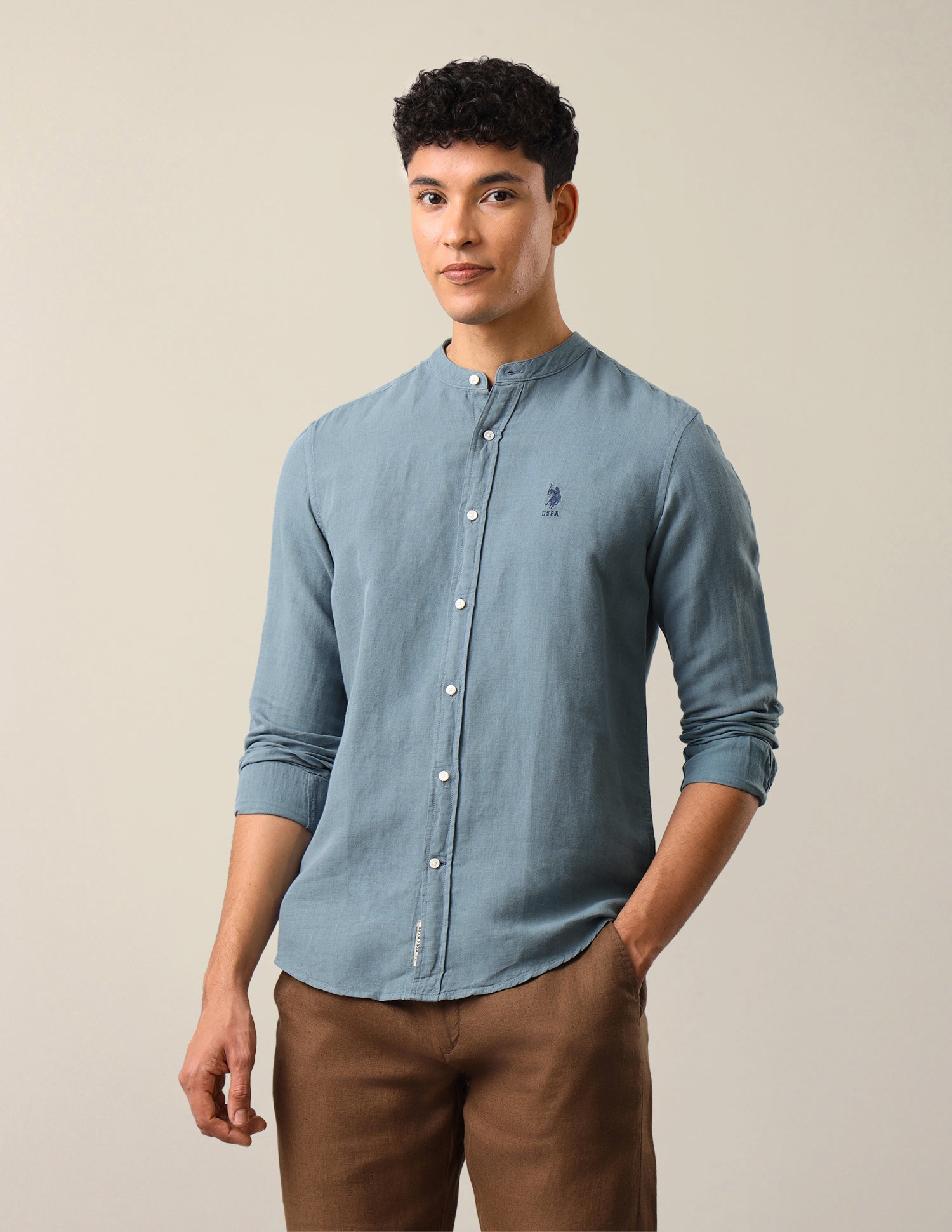 Solid Regular Fit Shirt Teal - U.S. Polo Assn. India | Large