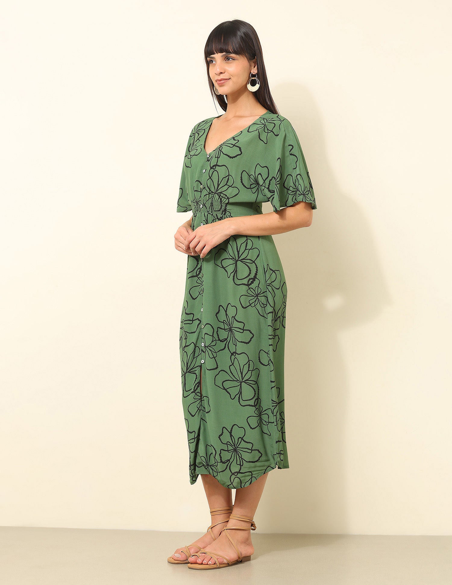 Floral Printed Fit & Flare Midi Dress Multicolour - U.S. Polo Assn. India | Large