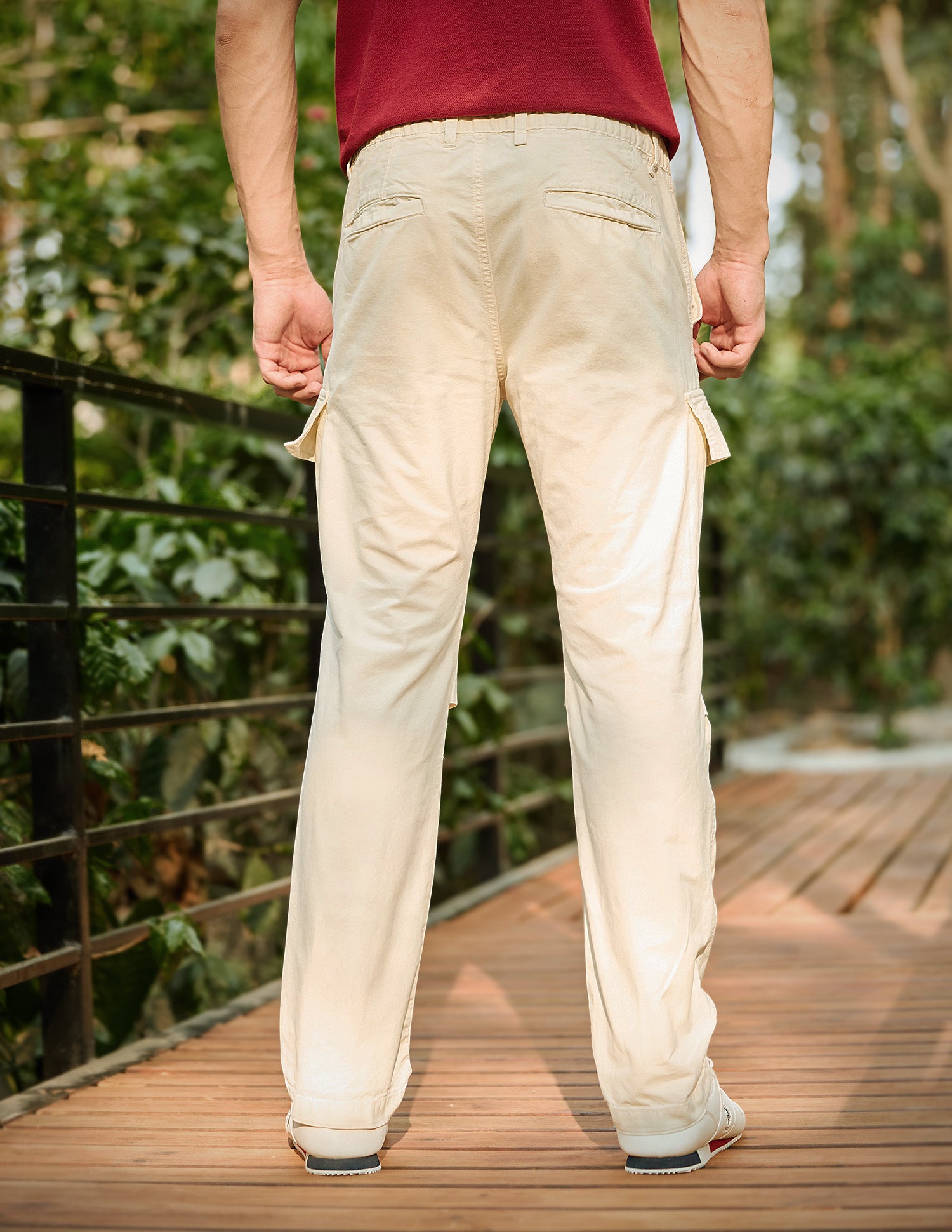 Mid Rise Straight Fit Twill Cargos Off White - U.S. Polo Assn. India | Large