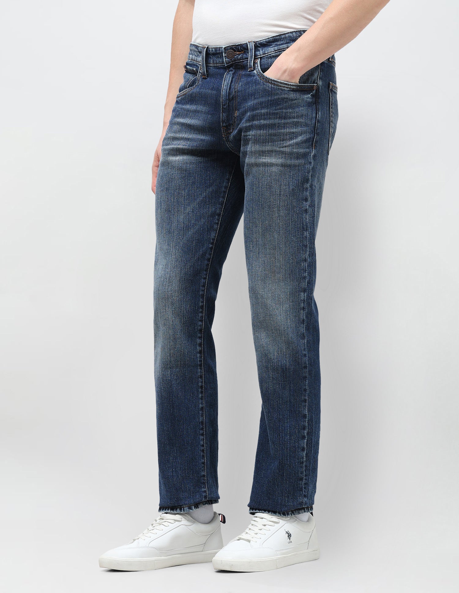Harold Slim Straight Fit Blue Jeans Tinted Blue - U.S. Polo Assn. India | Large