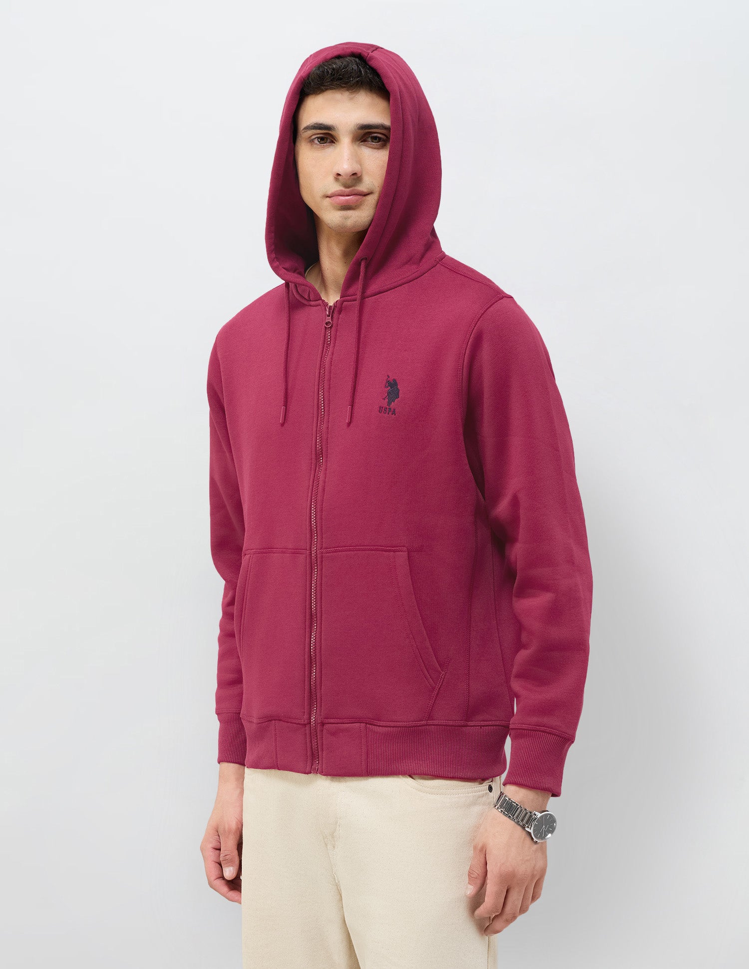 Solid Regular Fit Sweatshirt Maroon - U.S. POLO ASSN. | Large