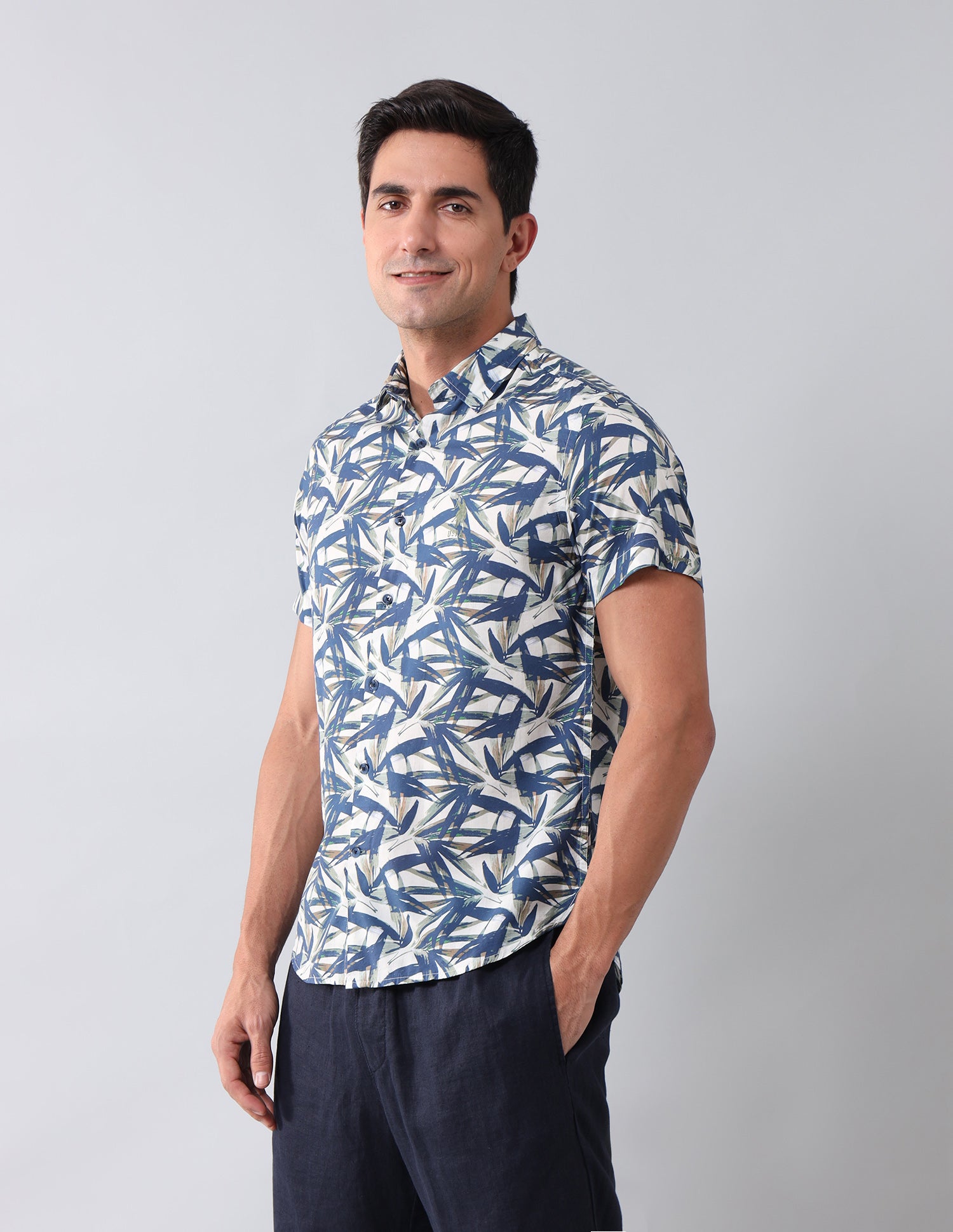 Regular Fit Abstract Shirt Ivory - U.S. Polo Assn. India | Large