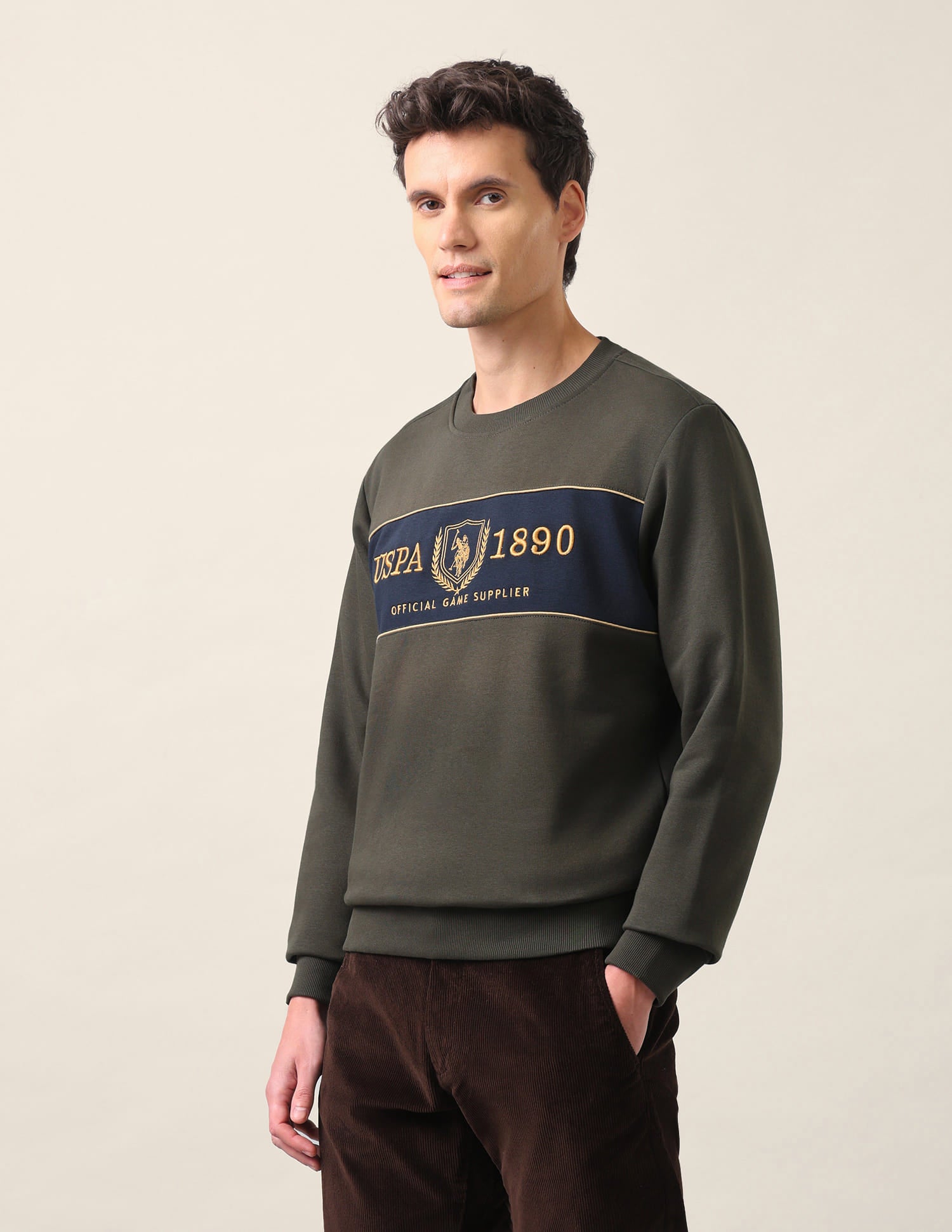 Brand Printed Regular Fit Sweatshirt Teal - U.S. Polo Assn. India | Large