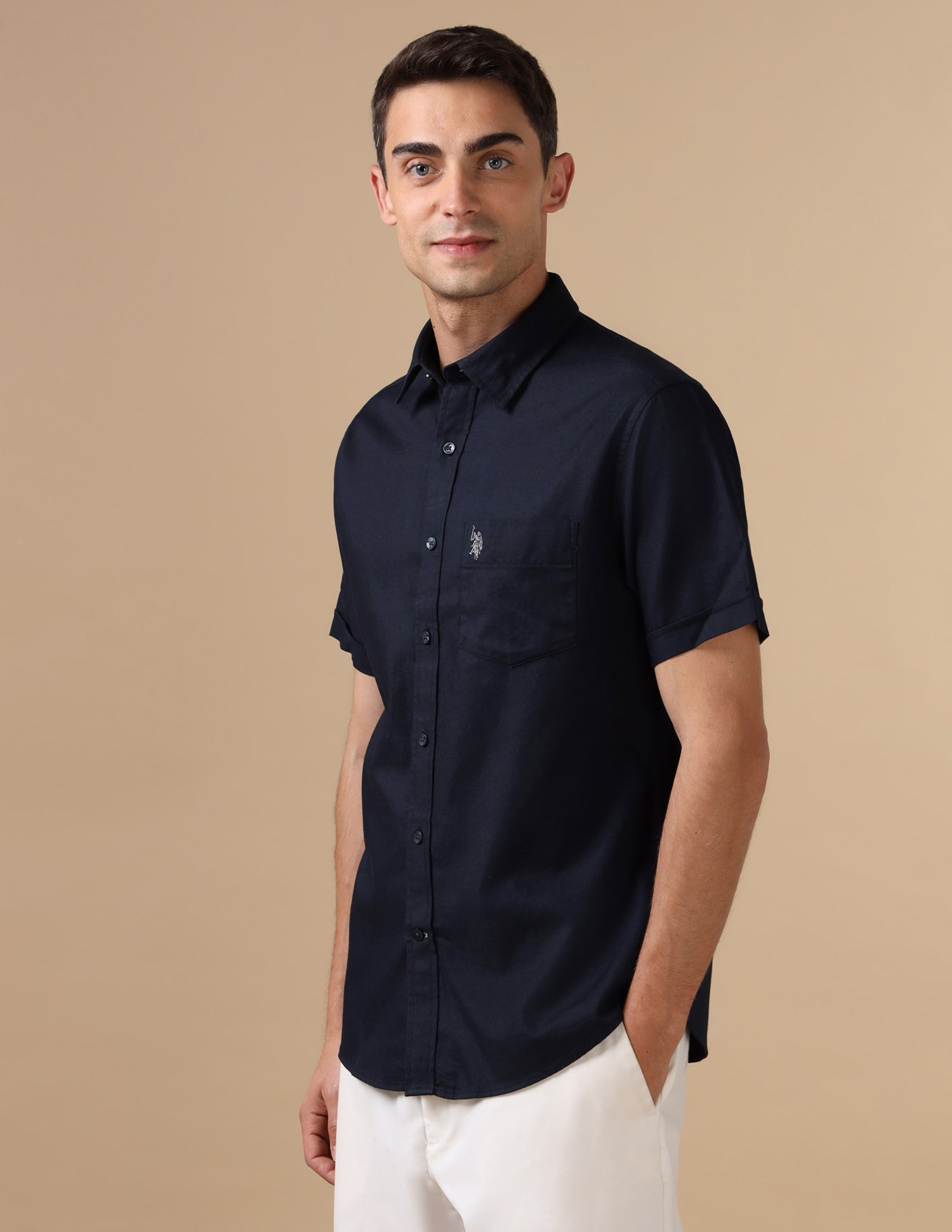Dobby Pure Cotton Shirt Navy - U.S. POLO ASSN. | Large