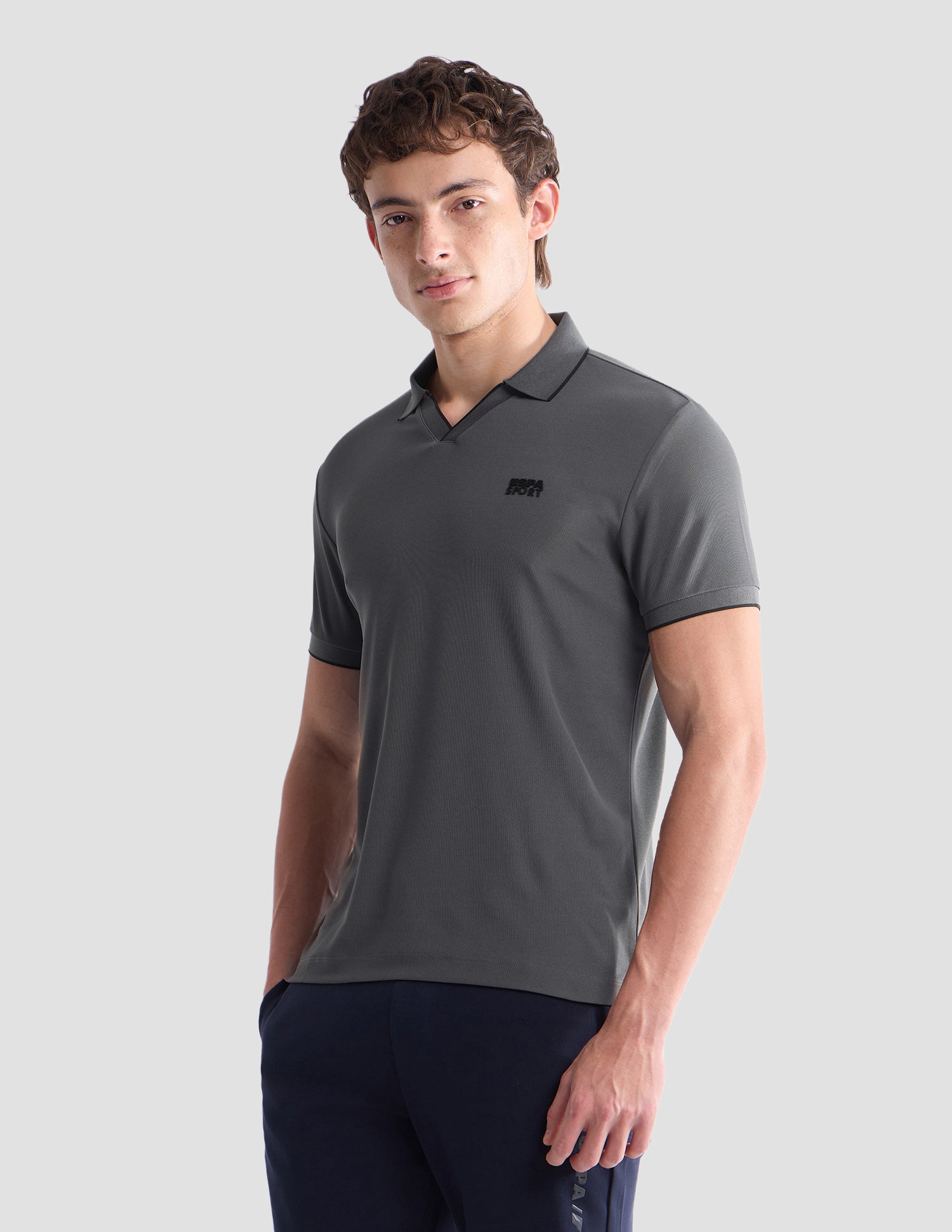 Solid Slim Fit Active Polo Shirt Dark Grey - U.S. Polo Assn. India | Large