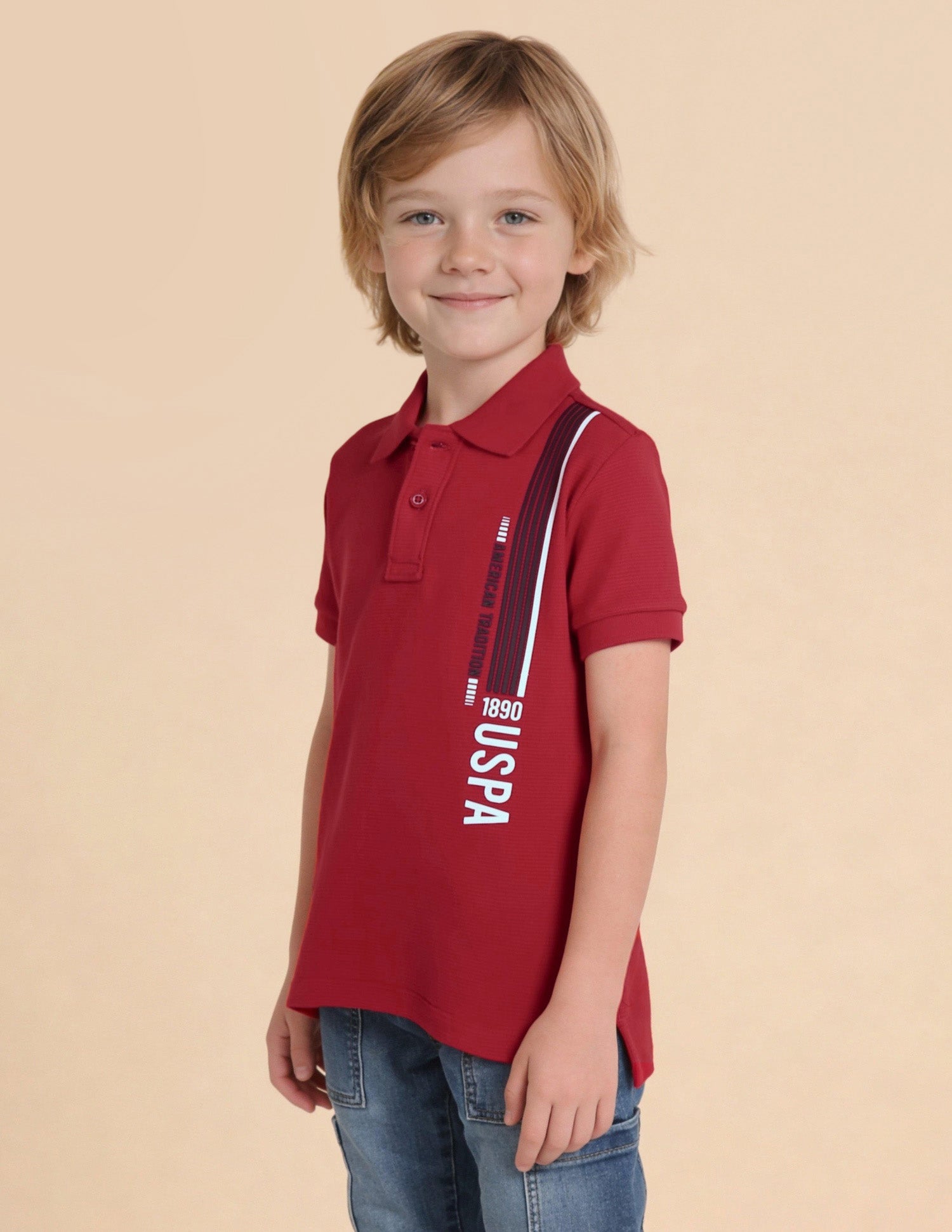 Textured Brand Stripe Regular Fit Polo Shirt Red - U.S. Polo Assn. India | Large