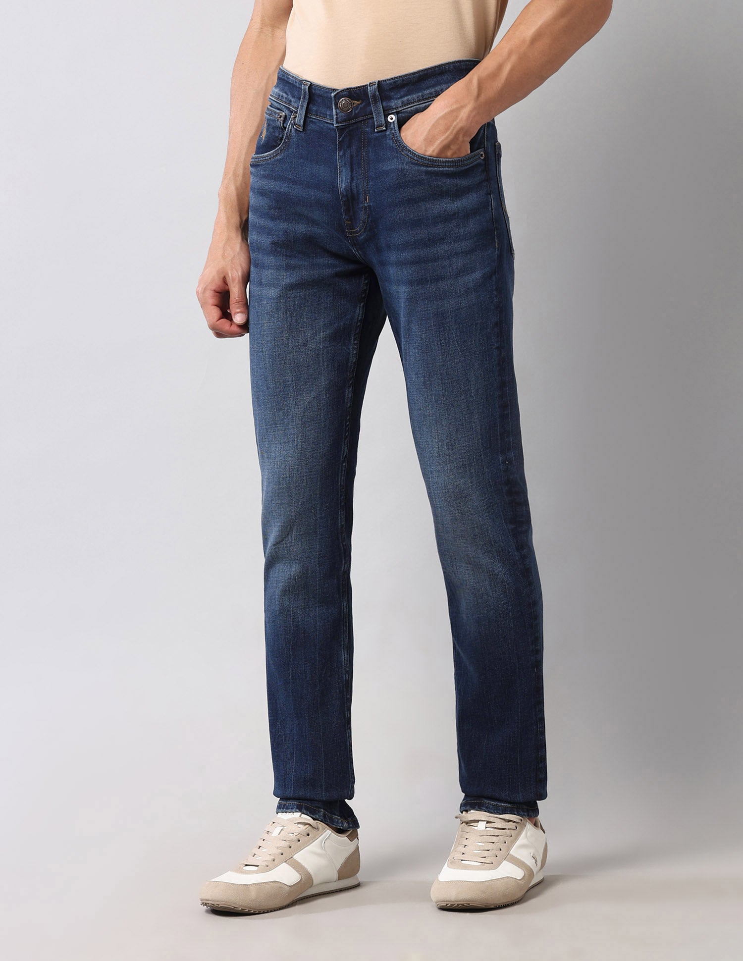 Regallo Skinny Fit Blue Vintage Jeans Rags Wash - U.S. Polo Assn. India | Large