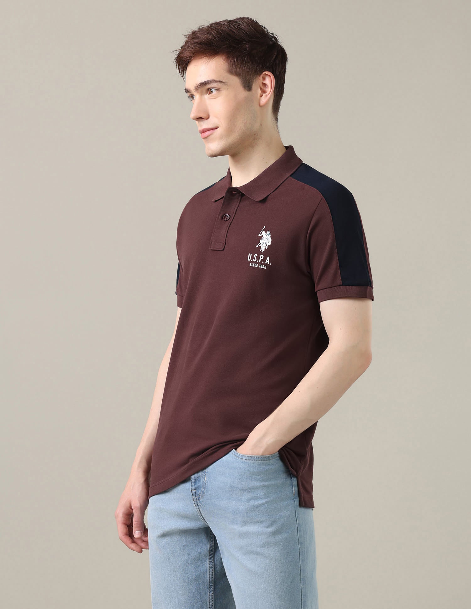 Solid Slim Fit Polo Shirt Red - U.S. Polo Assn. India | Large